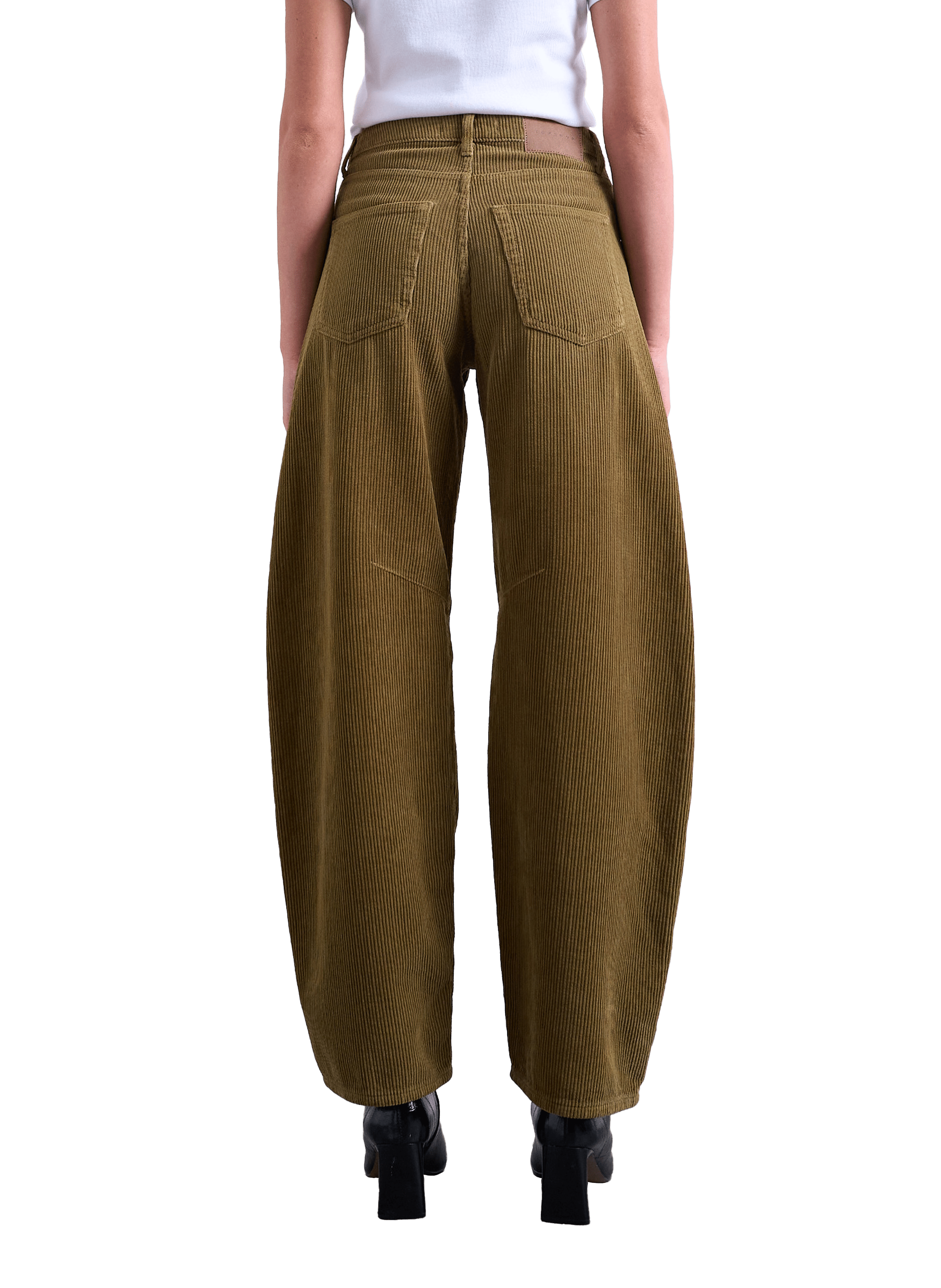 Jean velours côtelé large en coton TOPSHOP Marron