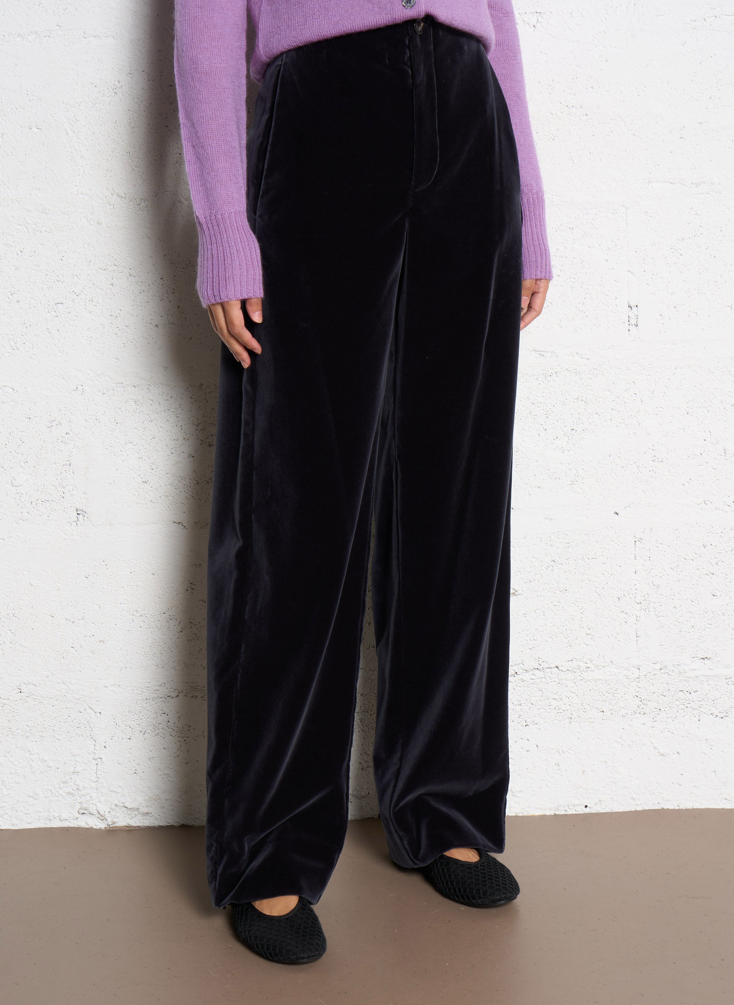 Pantalon large velours en coton Celestin SOEUR Gris