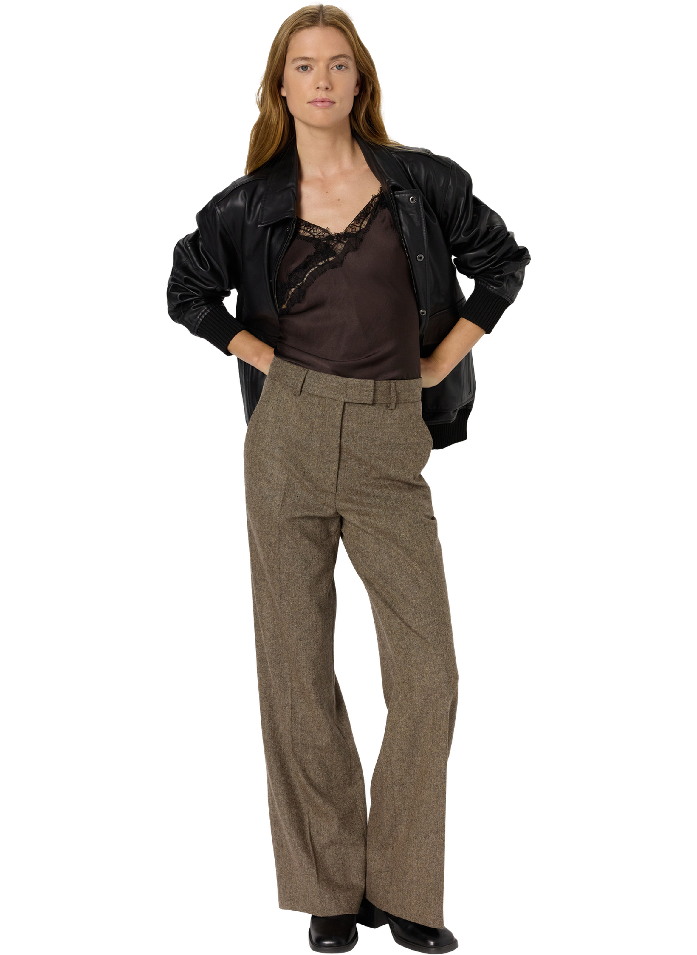 Pantalon flare chiné - coralie GERARD DAREL Marron