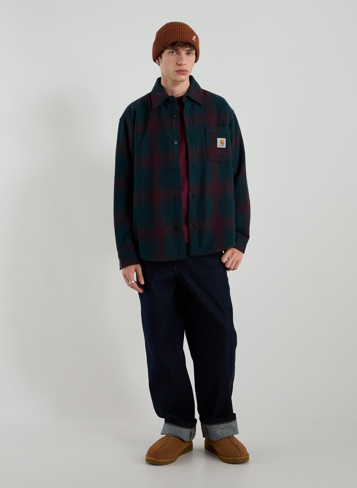 Shirt with classic collar in blended wool CARHARTT WIP Green