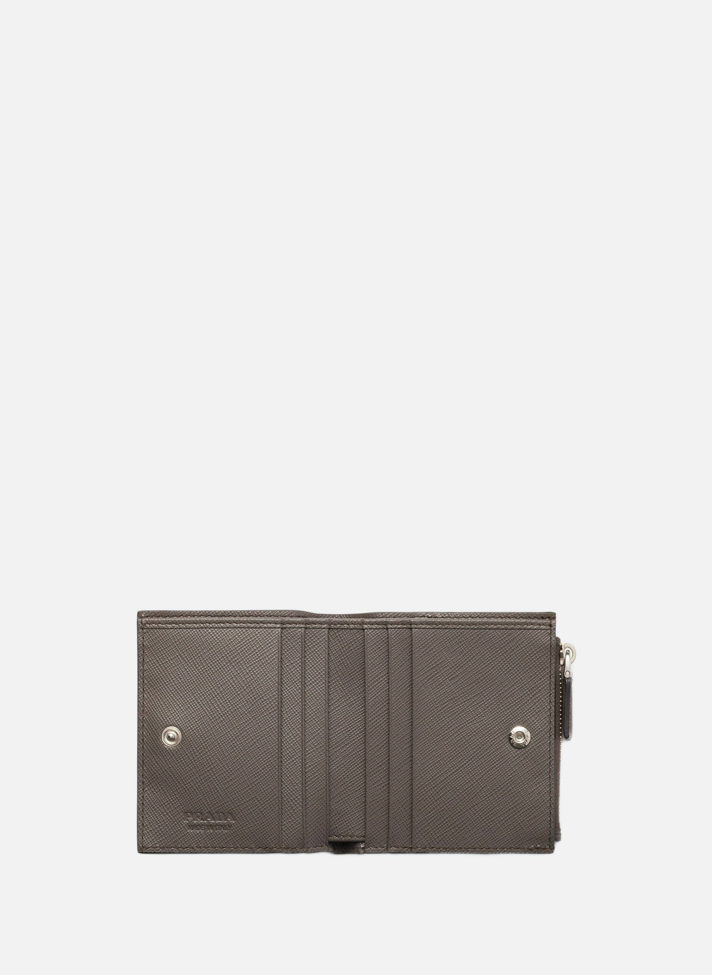 Petit portefeuille en cuir saffiano PRADA Gris