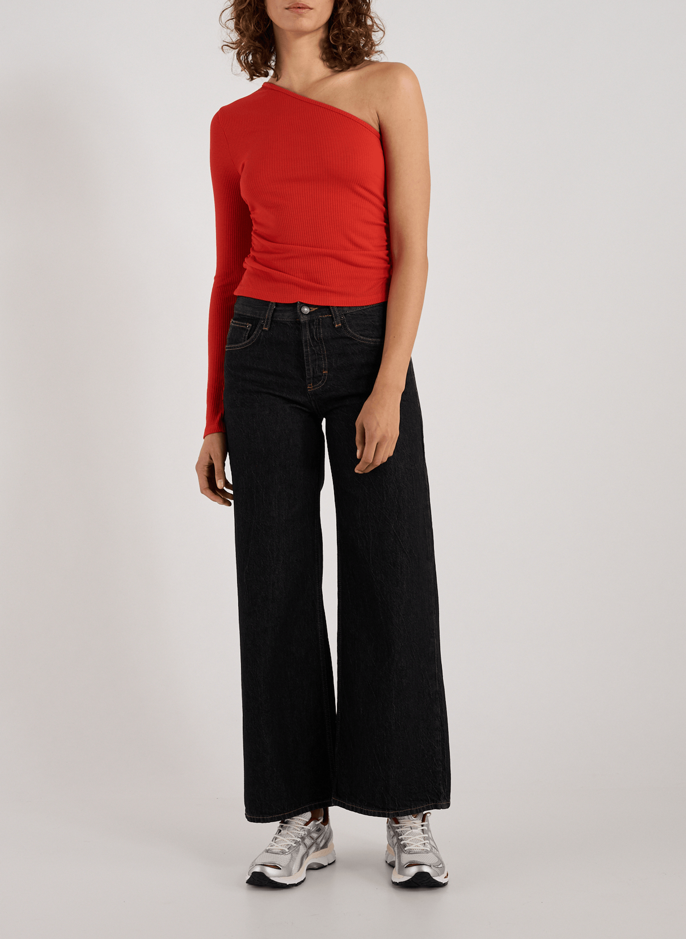 Jean wide leg en coton TOPSHOP Noir