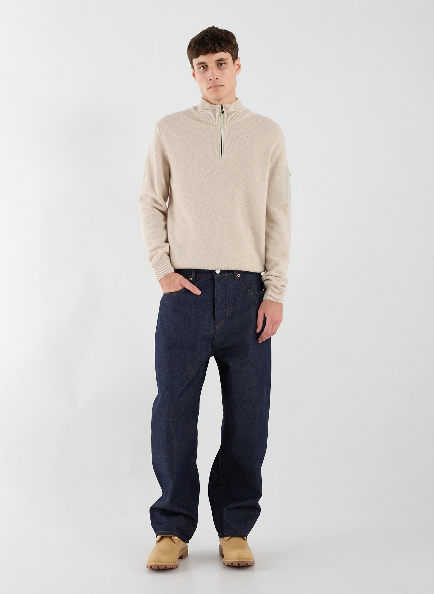 Wool blend zip-up sweater 1789 CALA Beige