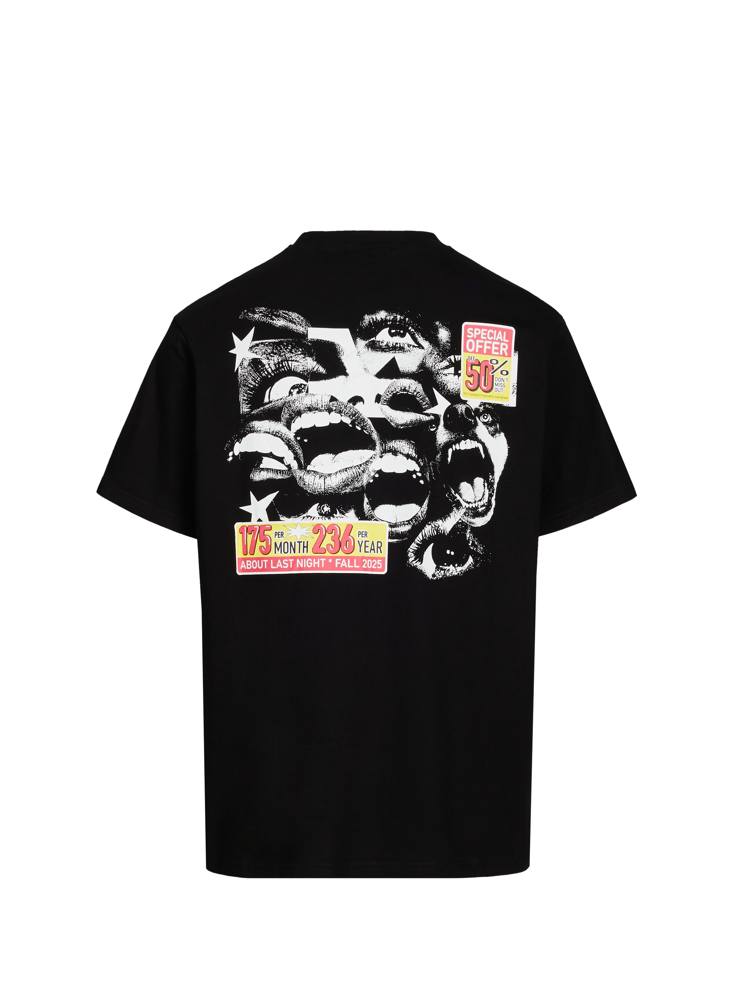 T-Shirt droit imprimé en coton JACKER. Noir