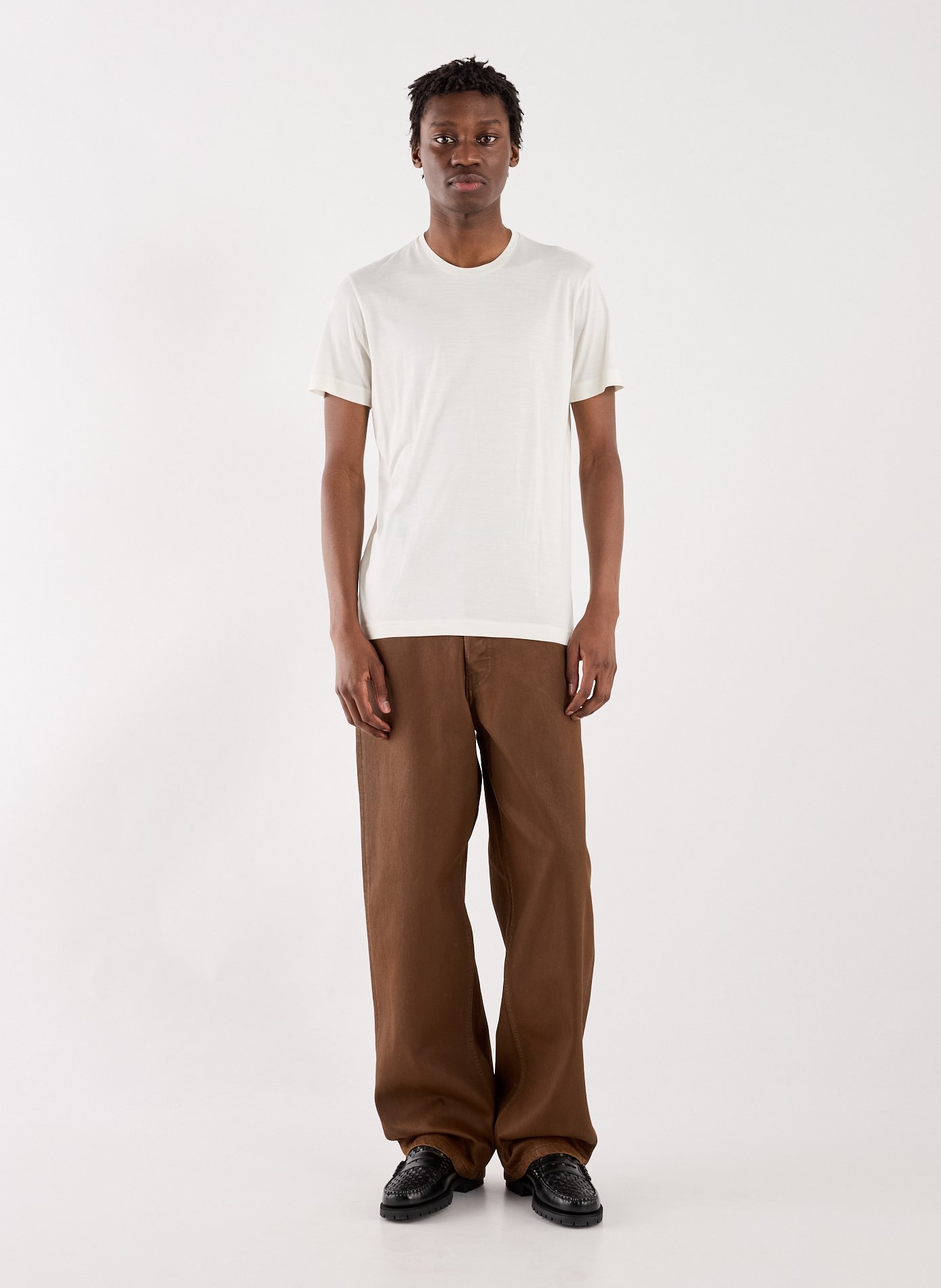 T-Shirt droit à manches courtes en soie STEFAN BRANDT Blanc