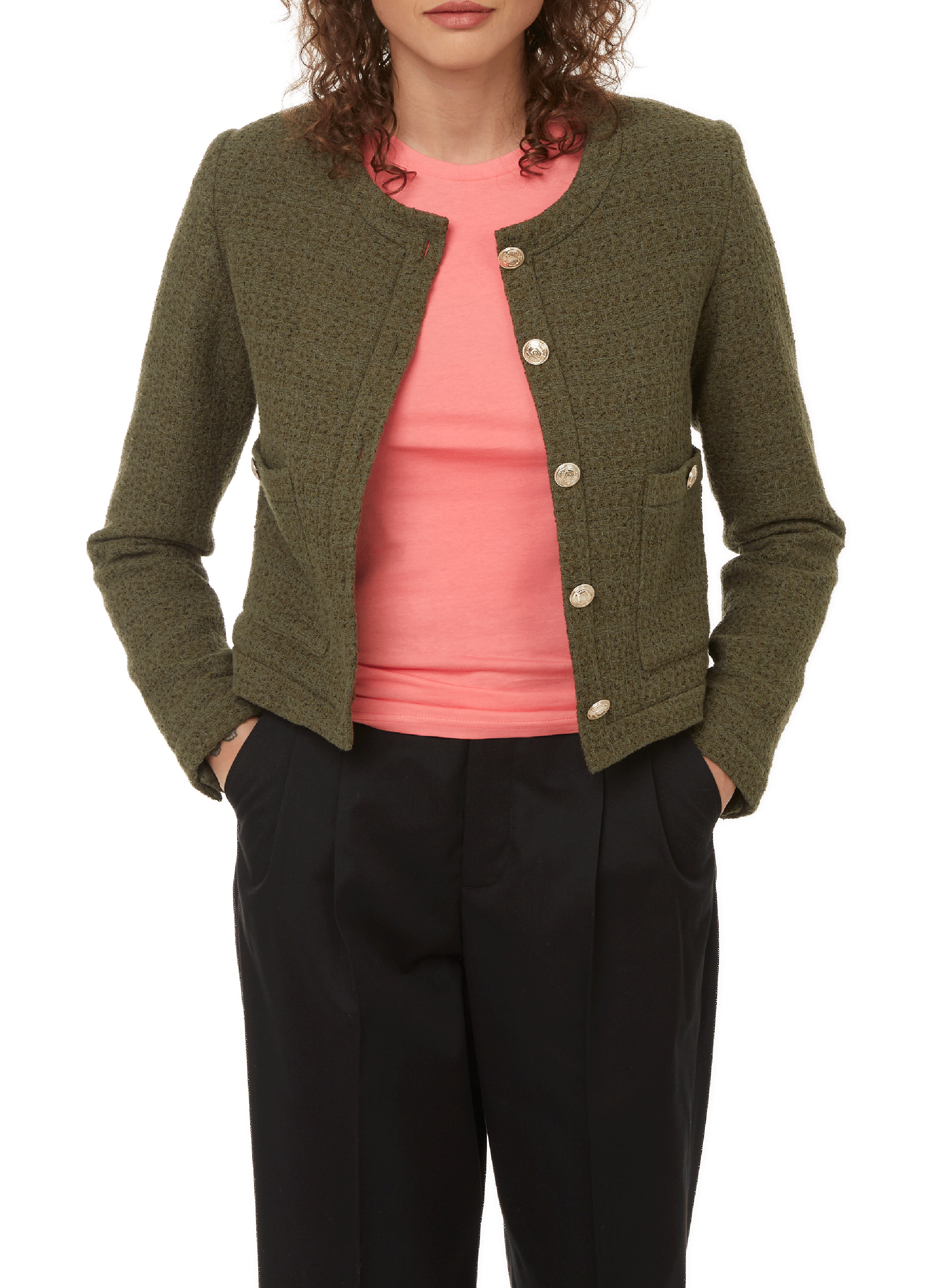 SAISON 1865 Veste Rosie en tweed Kaki