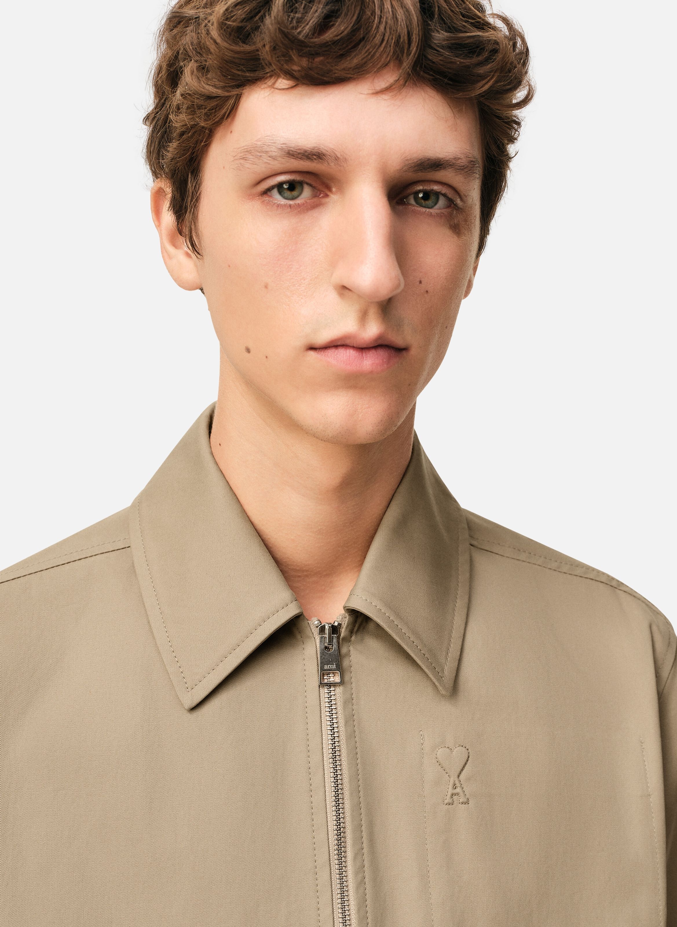 Blouson zippé ami de coeur en coton AMI PARIS Beige