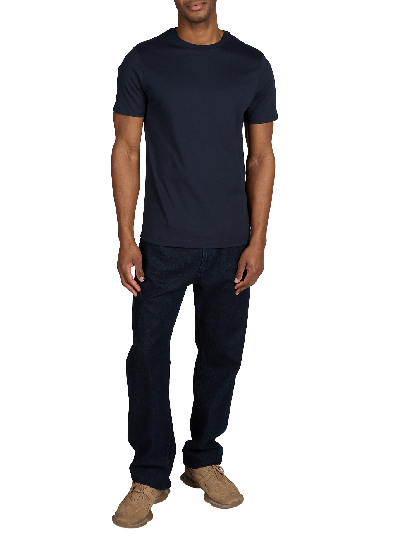 T-shirt uni à col rond en coton HACKETT Bleu