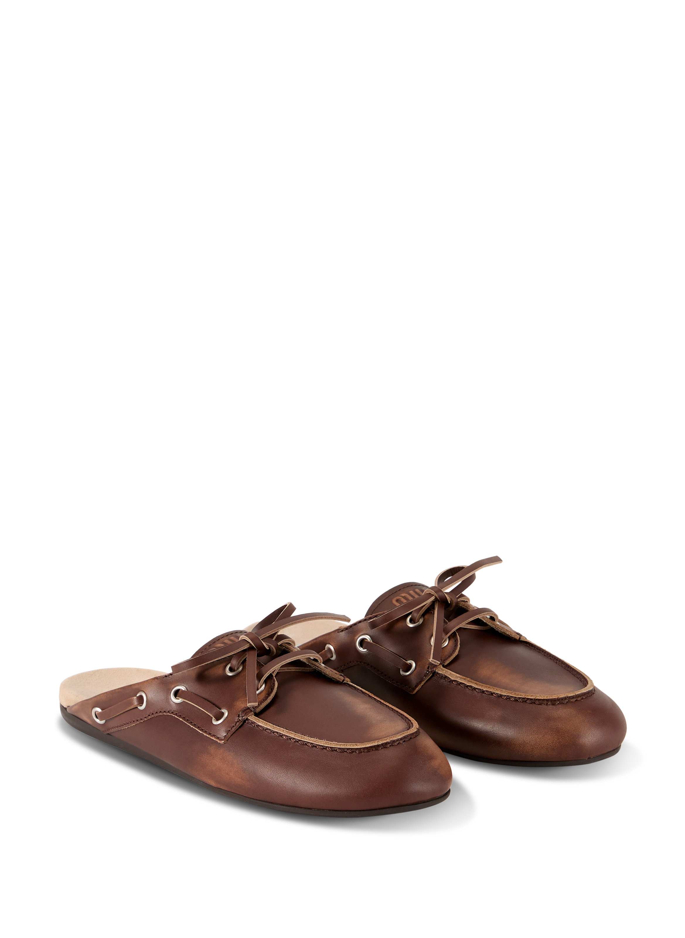 Mules en suède délavé MIU MIU Marron