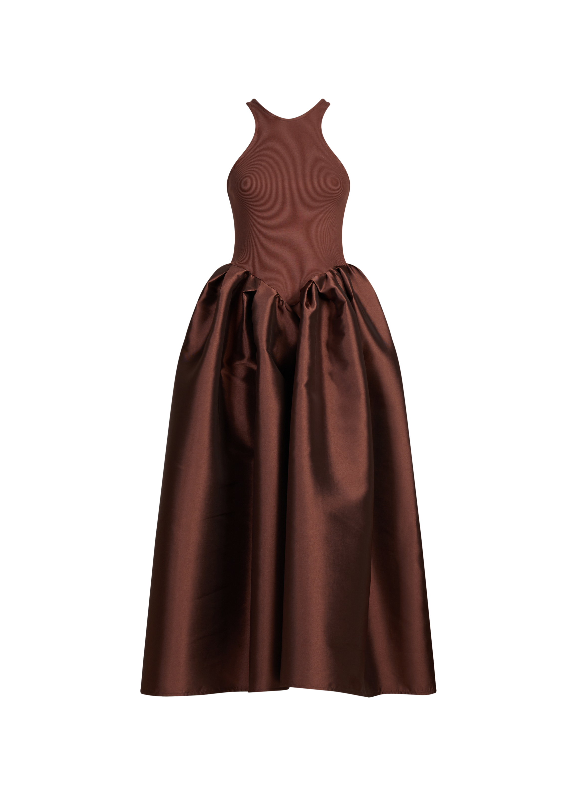 Robe longue en coton mélangé MARQUES ALMEIDA Marron