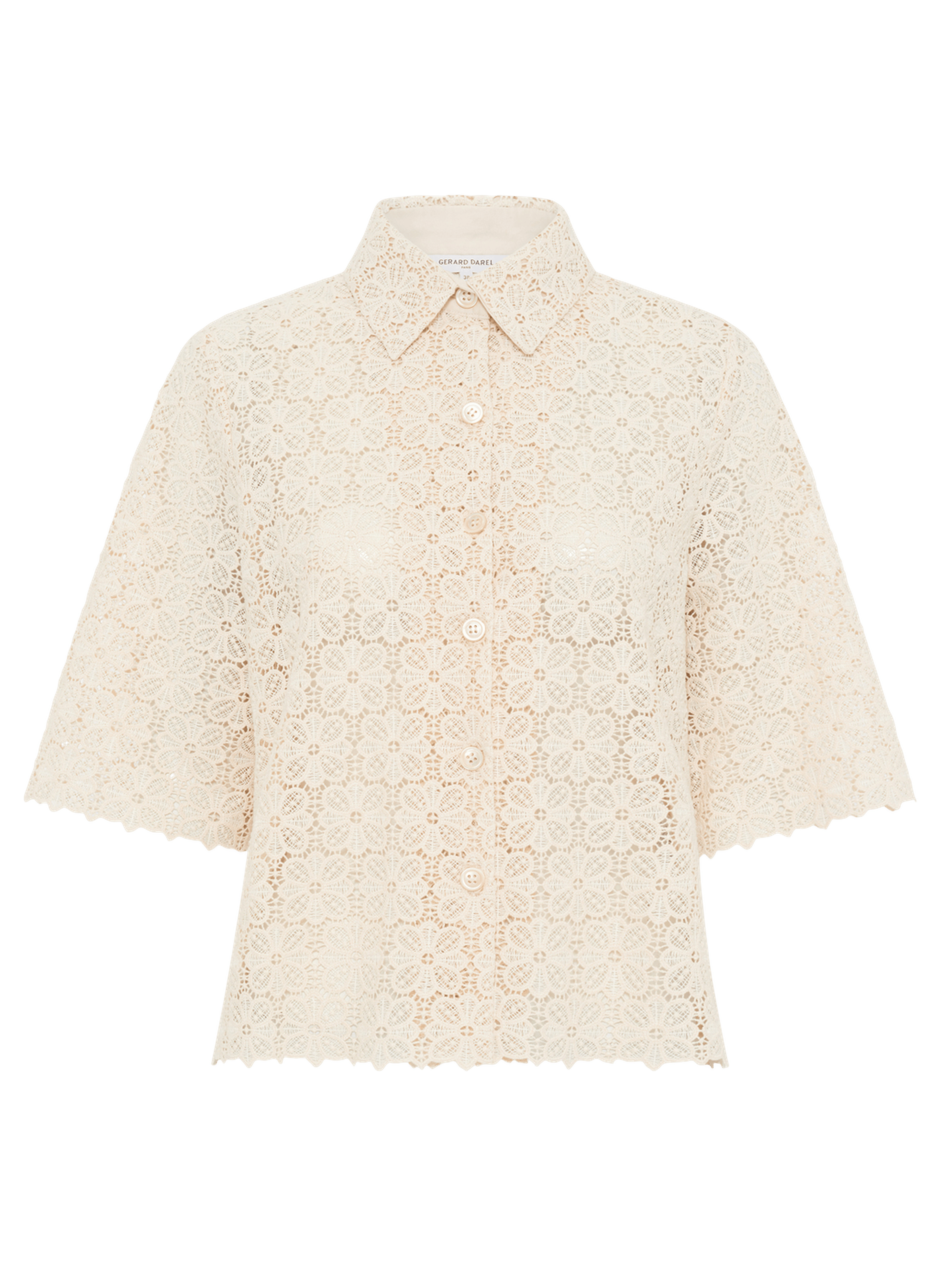 Chemise en guipure à manches courtes - caylie GERARD DAREL Beige