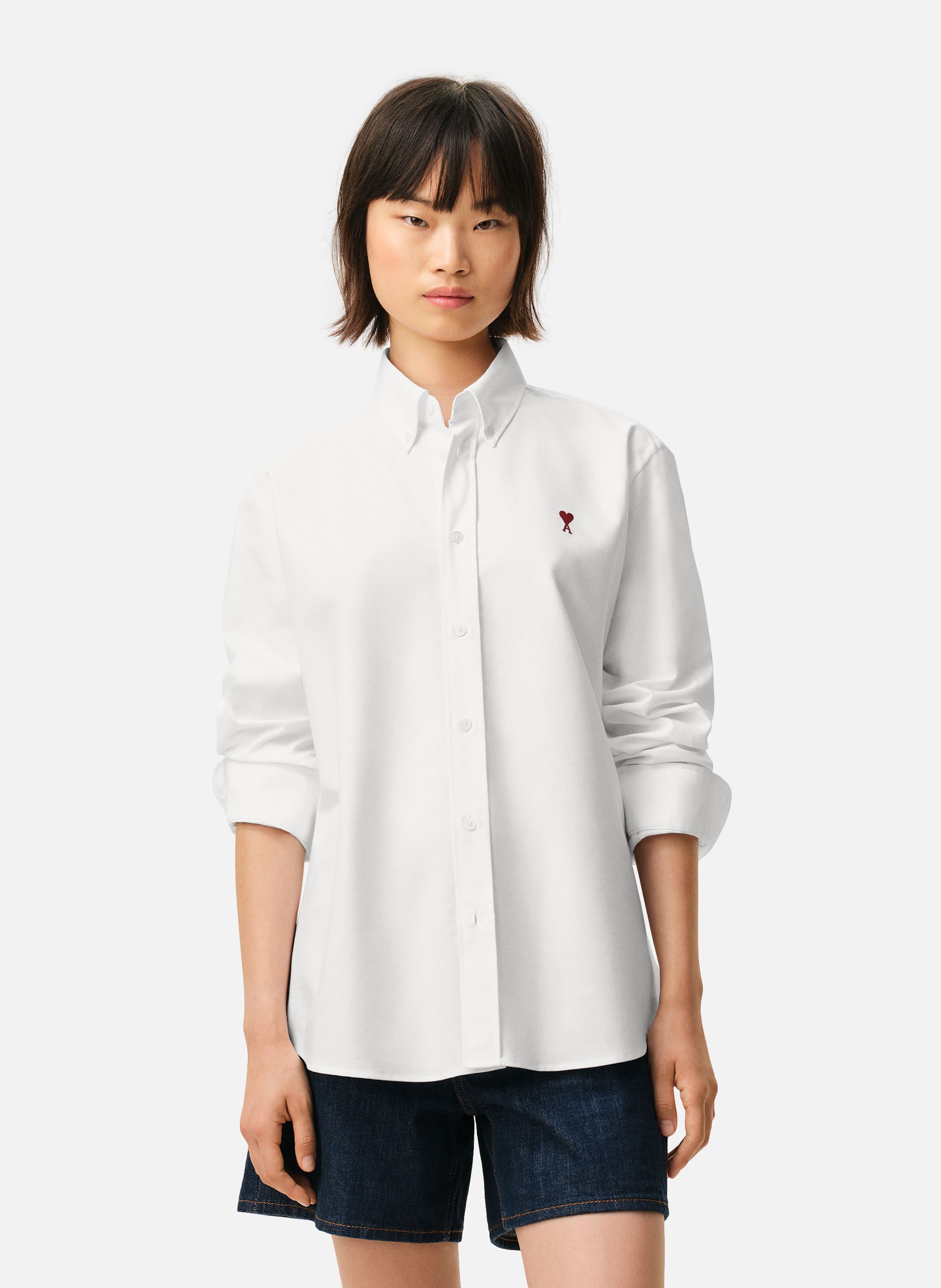 Chemise Col Boutonné Ami de Coeur unisexe AMI PARIS Blanc
