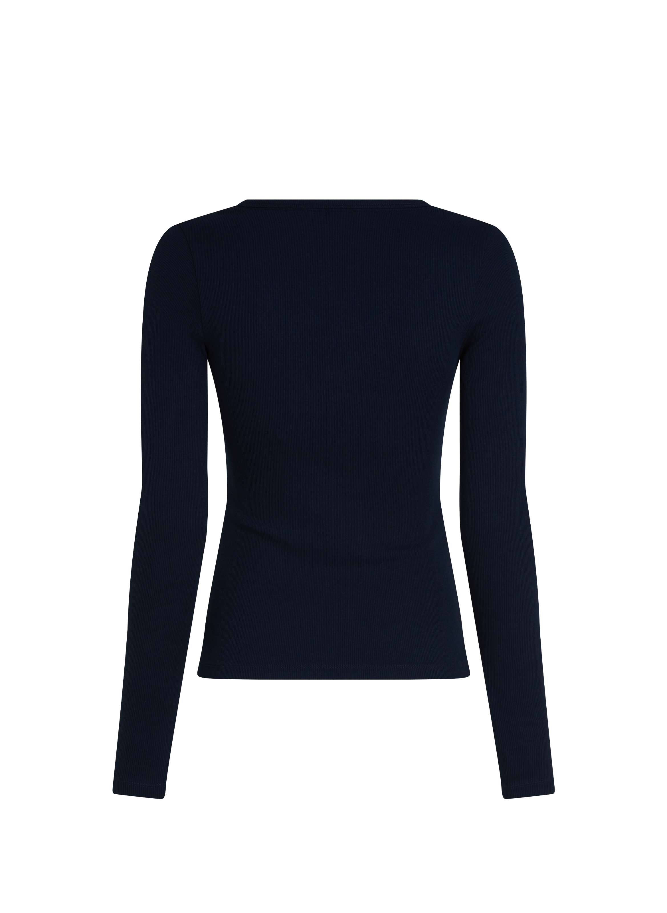 T-shirt côtelé à col V en coton mélangé TOMMY HILFIGER Bleu