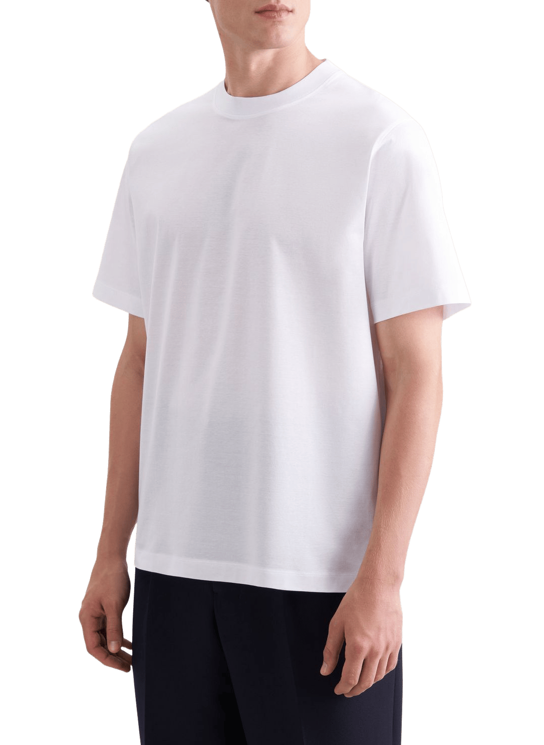 T-shirt uni à col rond en coton mélangé SEIDENSTICKER Blanc