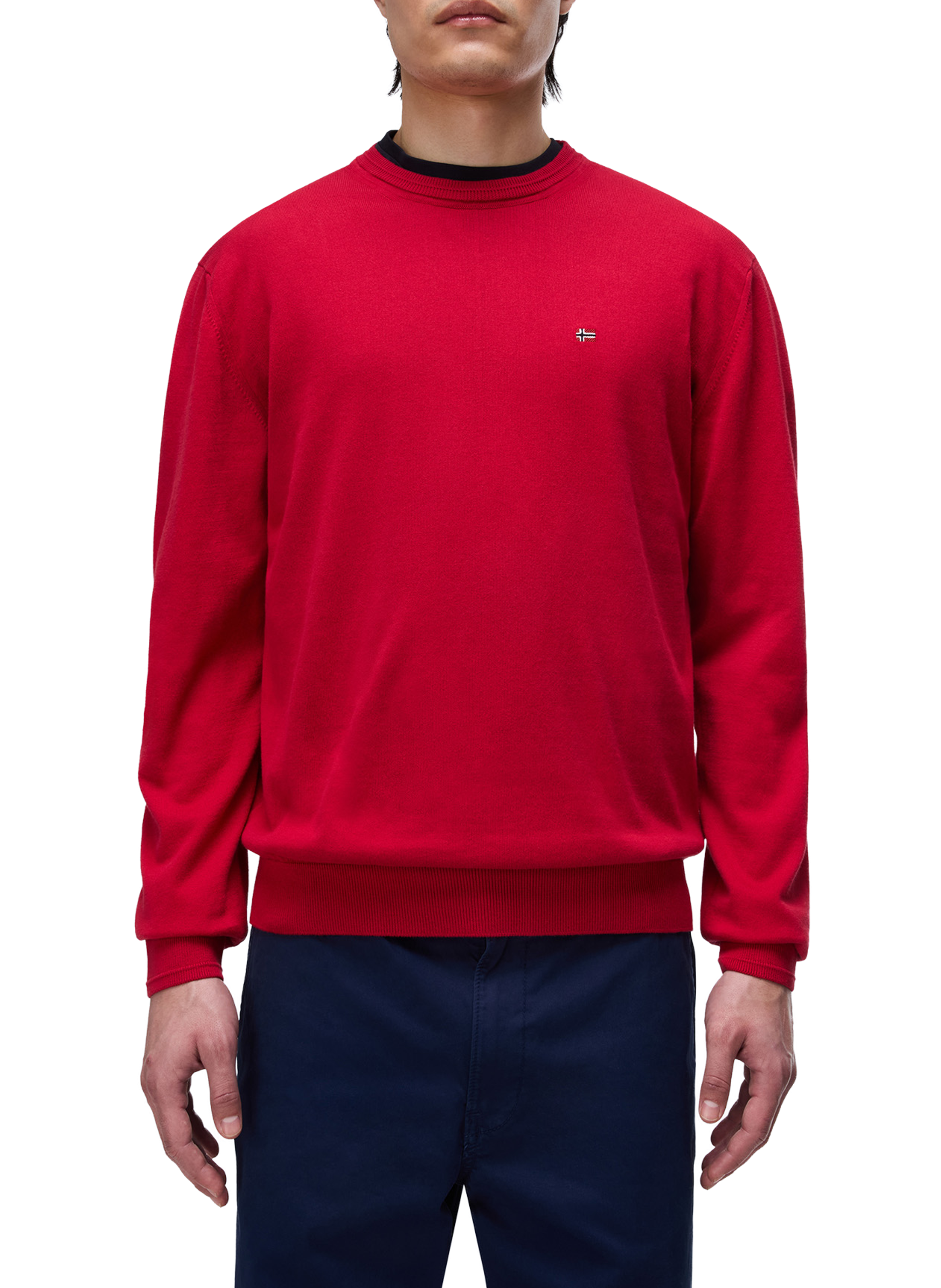 Pull droit Decatur 2.0 à logo brodé en coton NAPAPIJRI Rouge