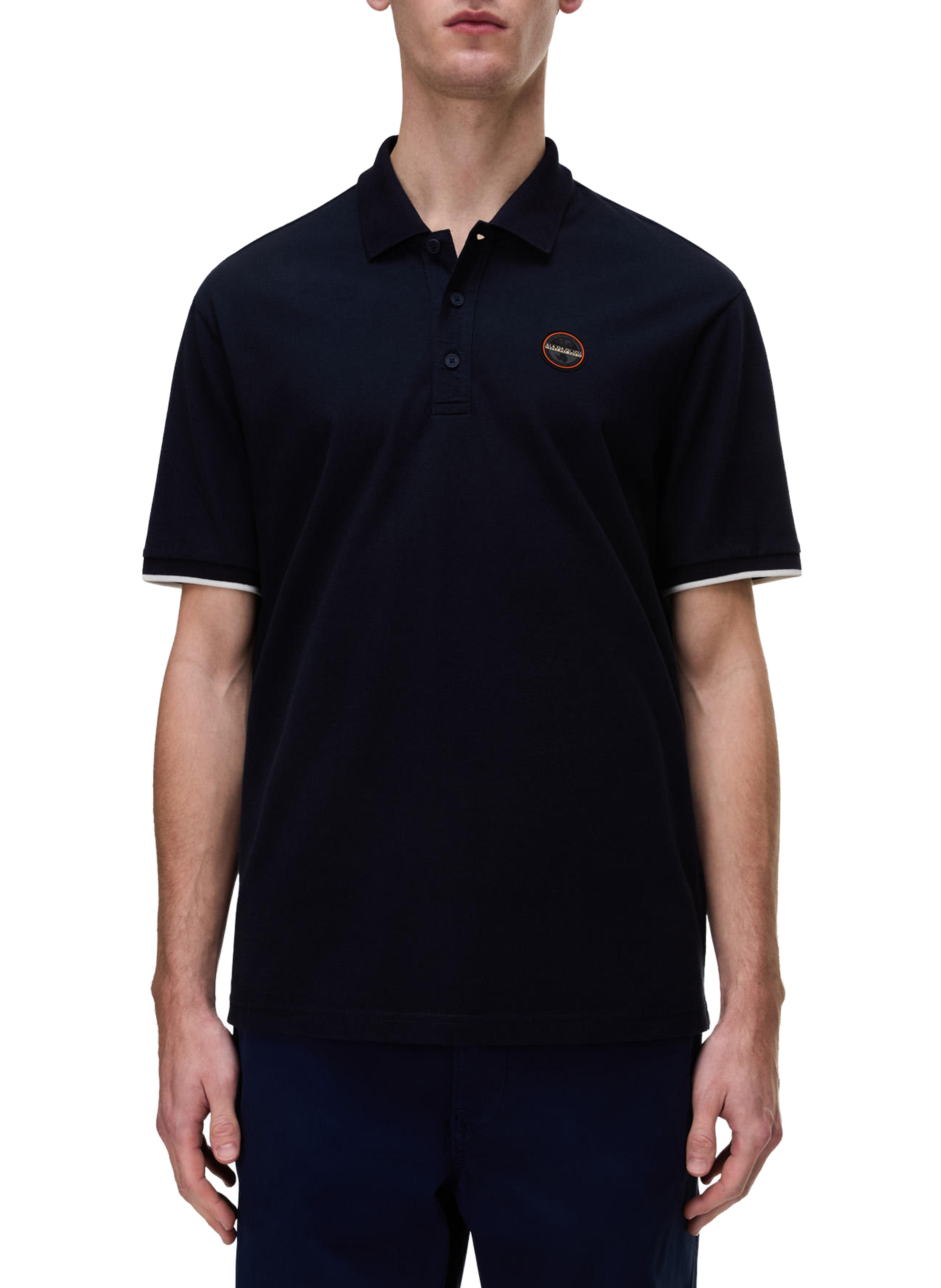 Polo droit à badge en coton  NAPAPIJRI Bleu