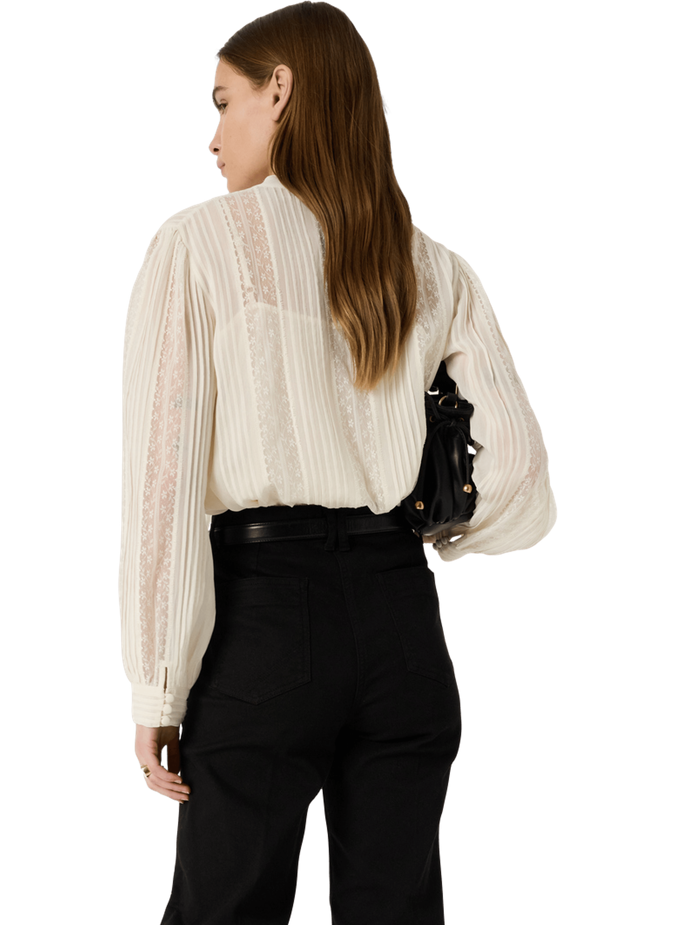 Chemise en dentelle à col lavallière - cyrana GERARD DAREL Blanc
