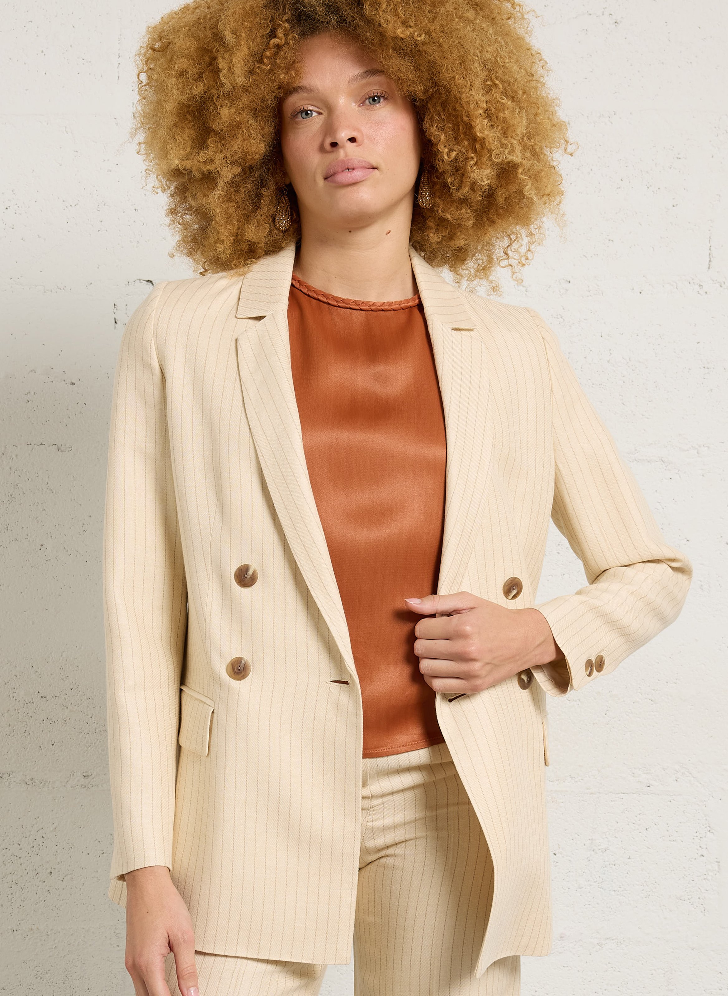 Veste de tailleur à rayures florine MAISON 123 Blanc