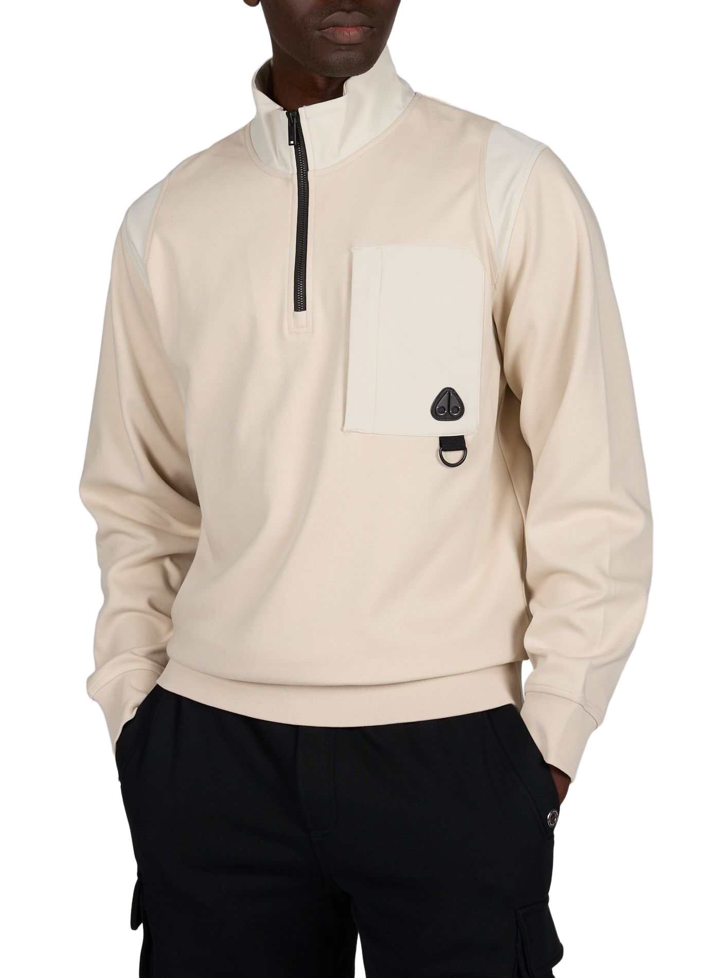 Straight cotton sweatshirt with trucker collar MOOSE KNUCKLES Grey