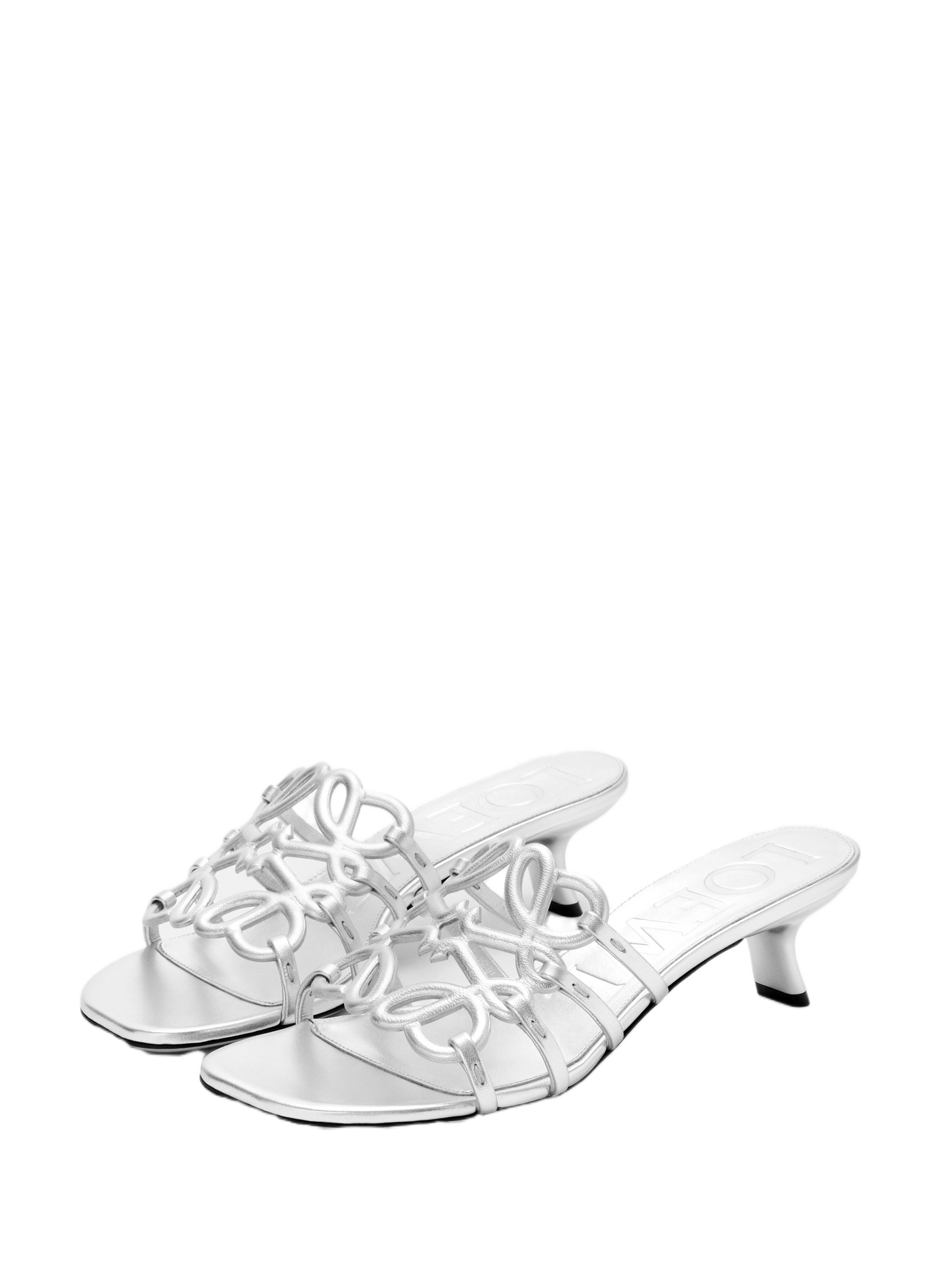 Petal Anagram Lamb Leather Mules LOEWE Silver