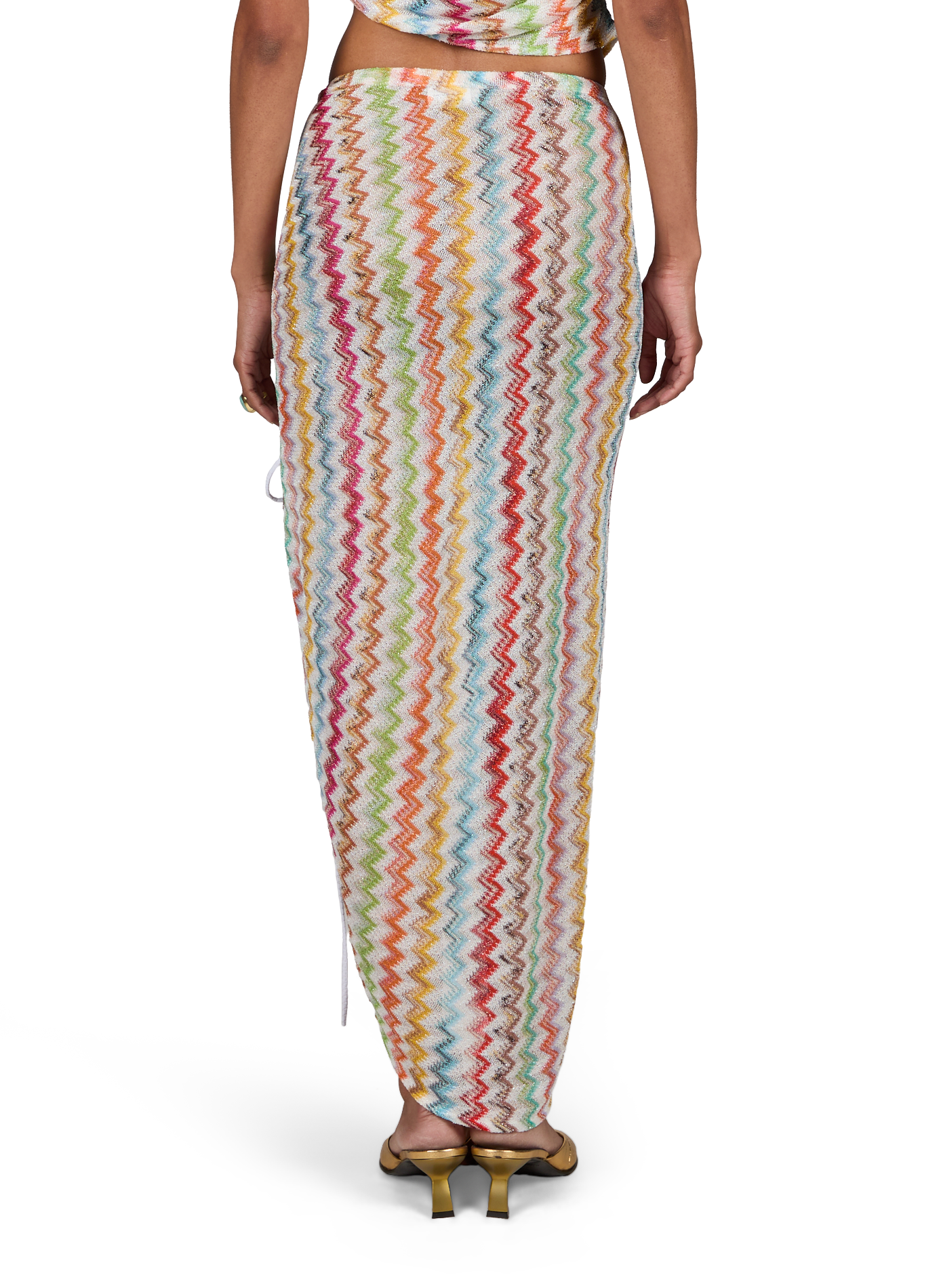 Long beach skirt gathered in shiny striped knit MISSONI Multicolour