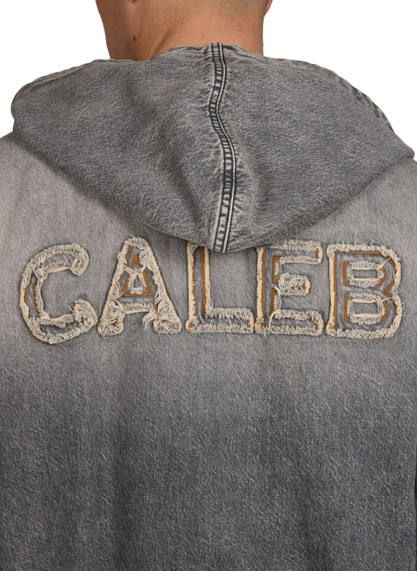 Sweat ample zippé en denim de coton CALEB Gris