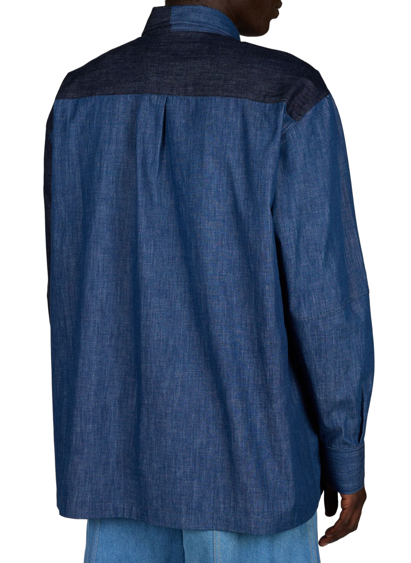 Camicia asimmetrica bicolore in cotone | Blu RENÈ Uomo