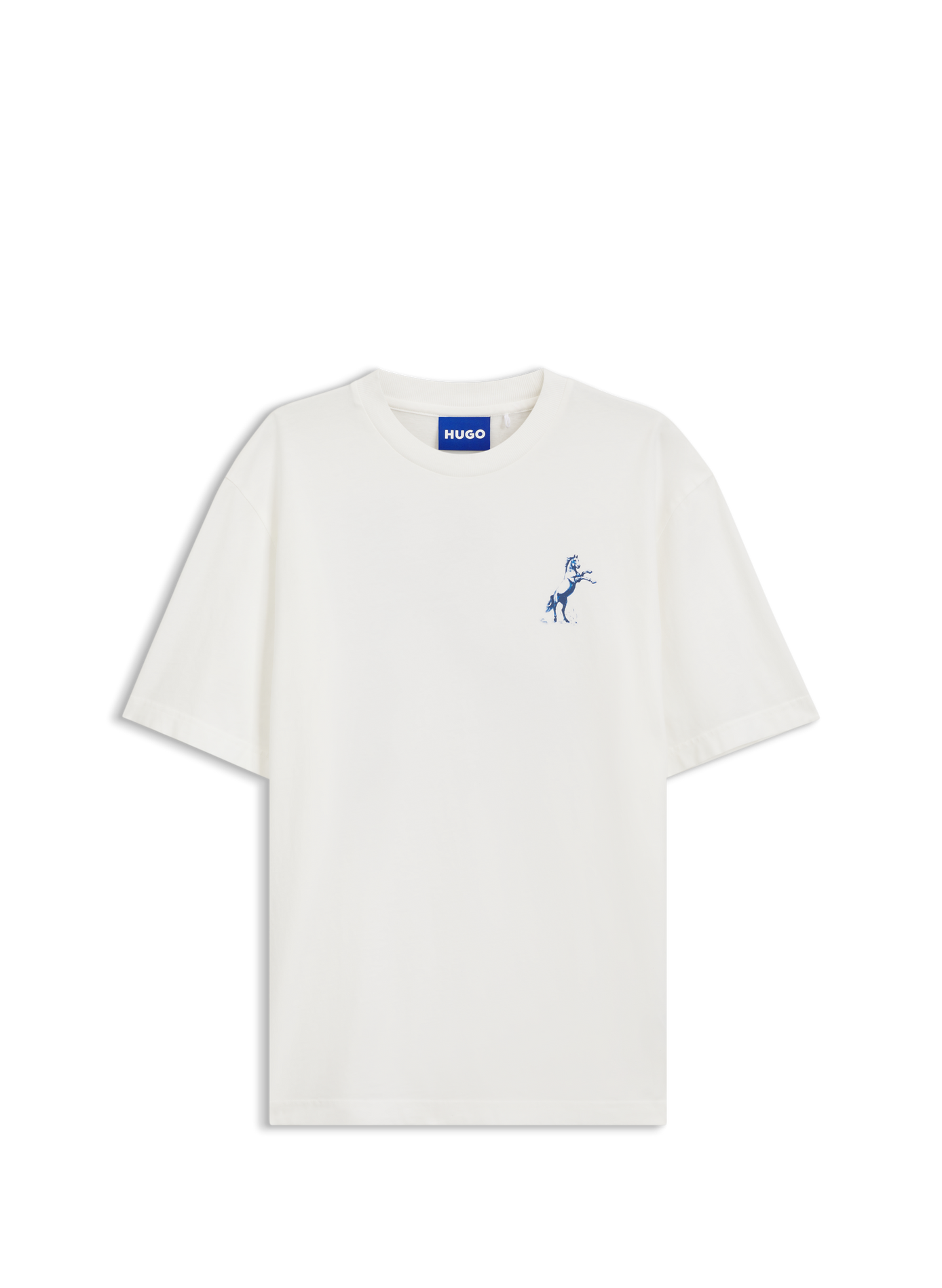 T-shirt with animal print and logo on the back in cotton HUGO BLUE White