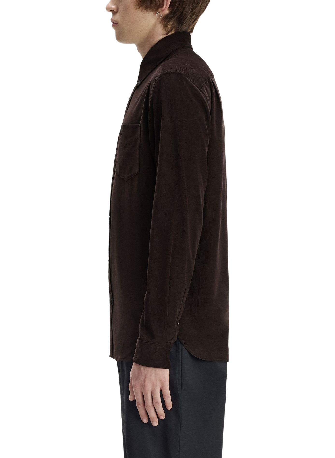 Chemise col classique en coton FRED PERRY Marron