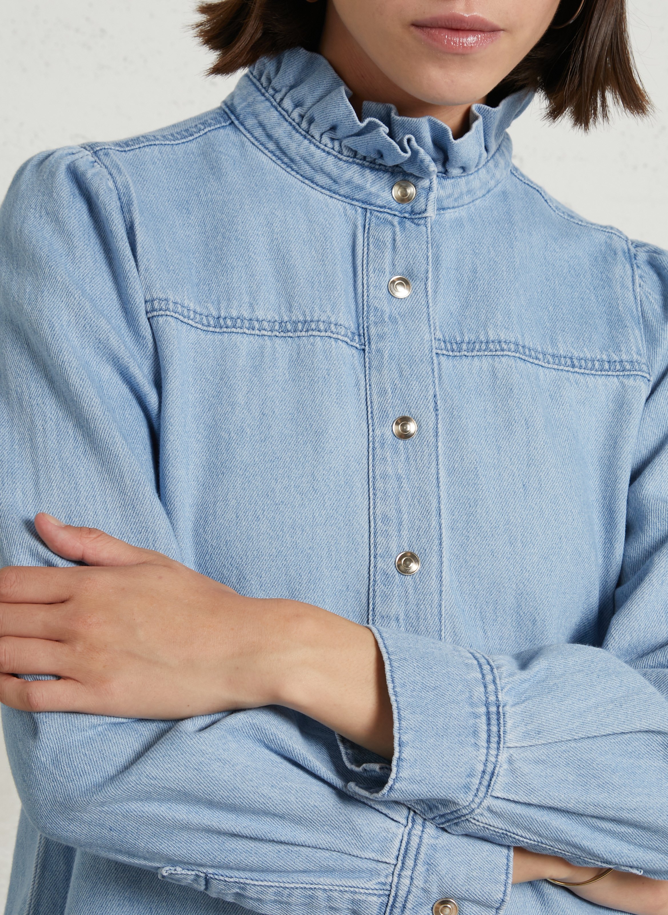 Robe courte manches longues en jean blake MAISON 123 Bleu