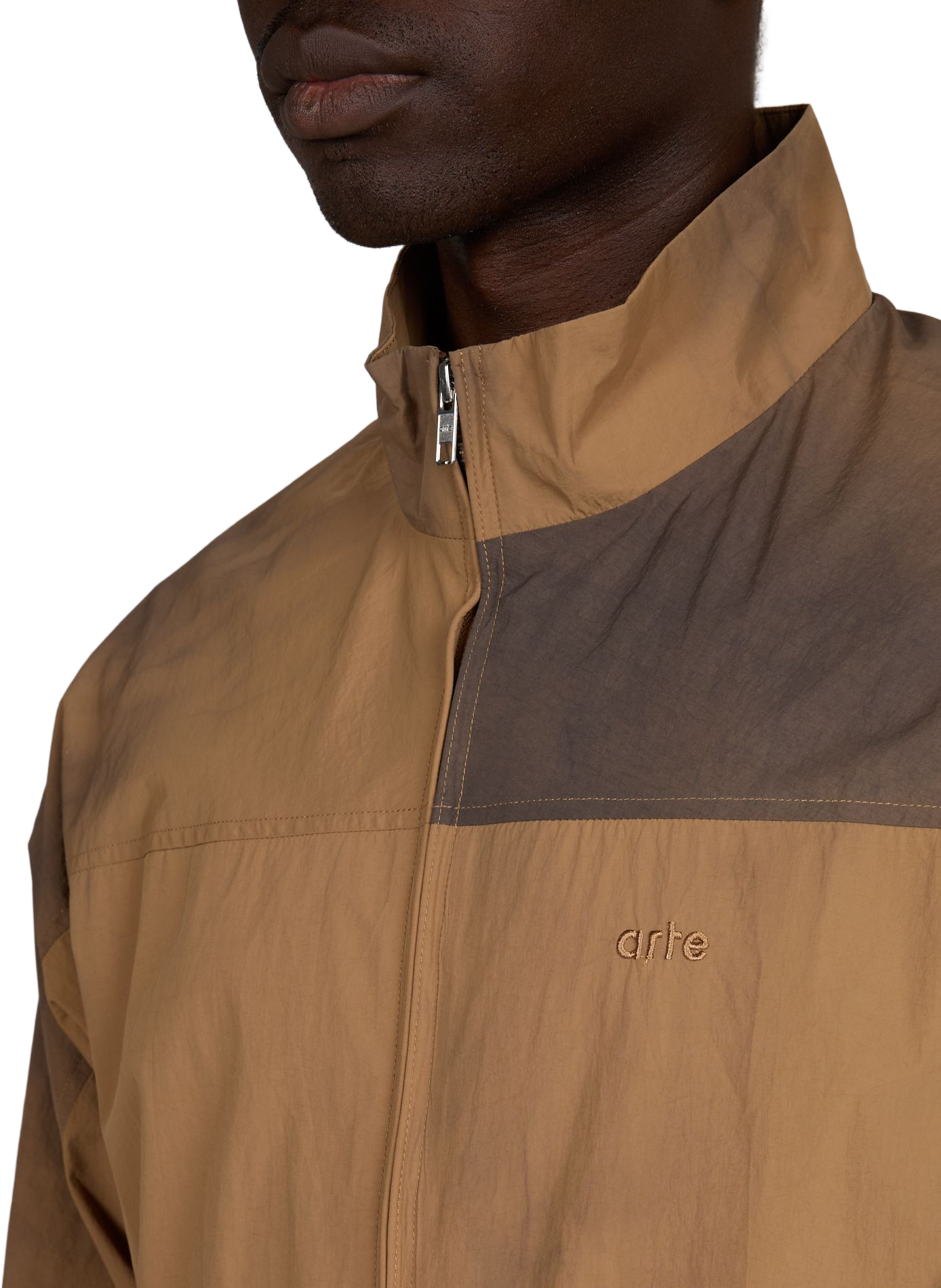 Straight jacket with high collar tie and dye ARTE ANTWERP Brown