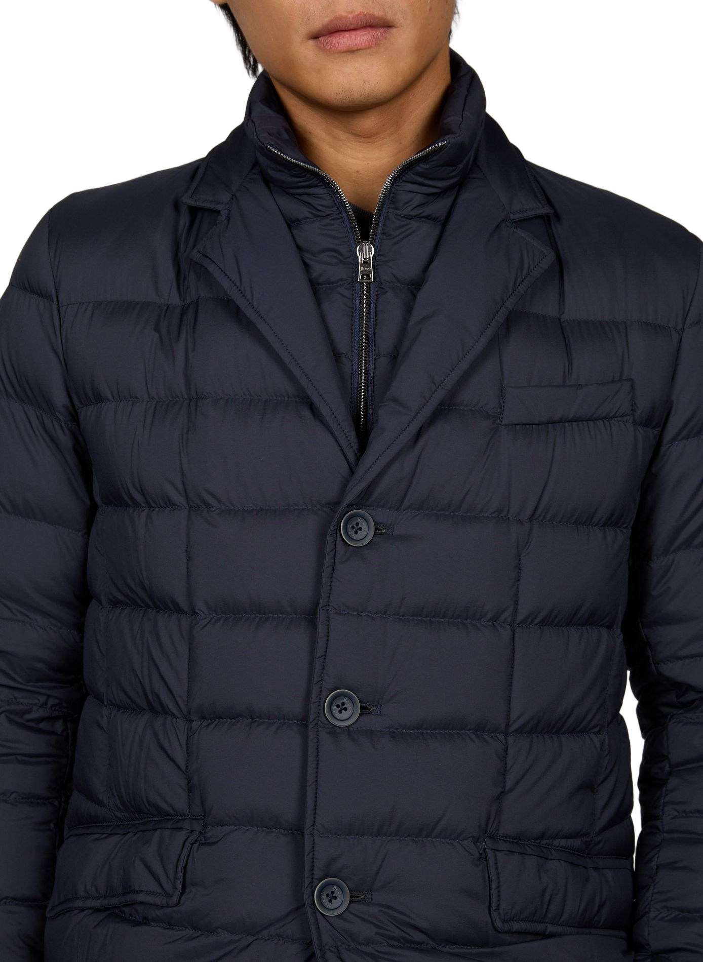 Straight puffer jacket with high neck HERNO Blue