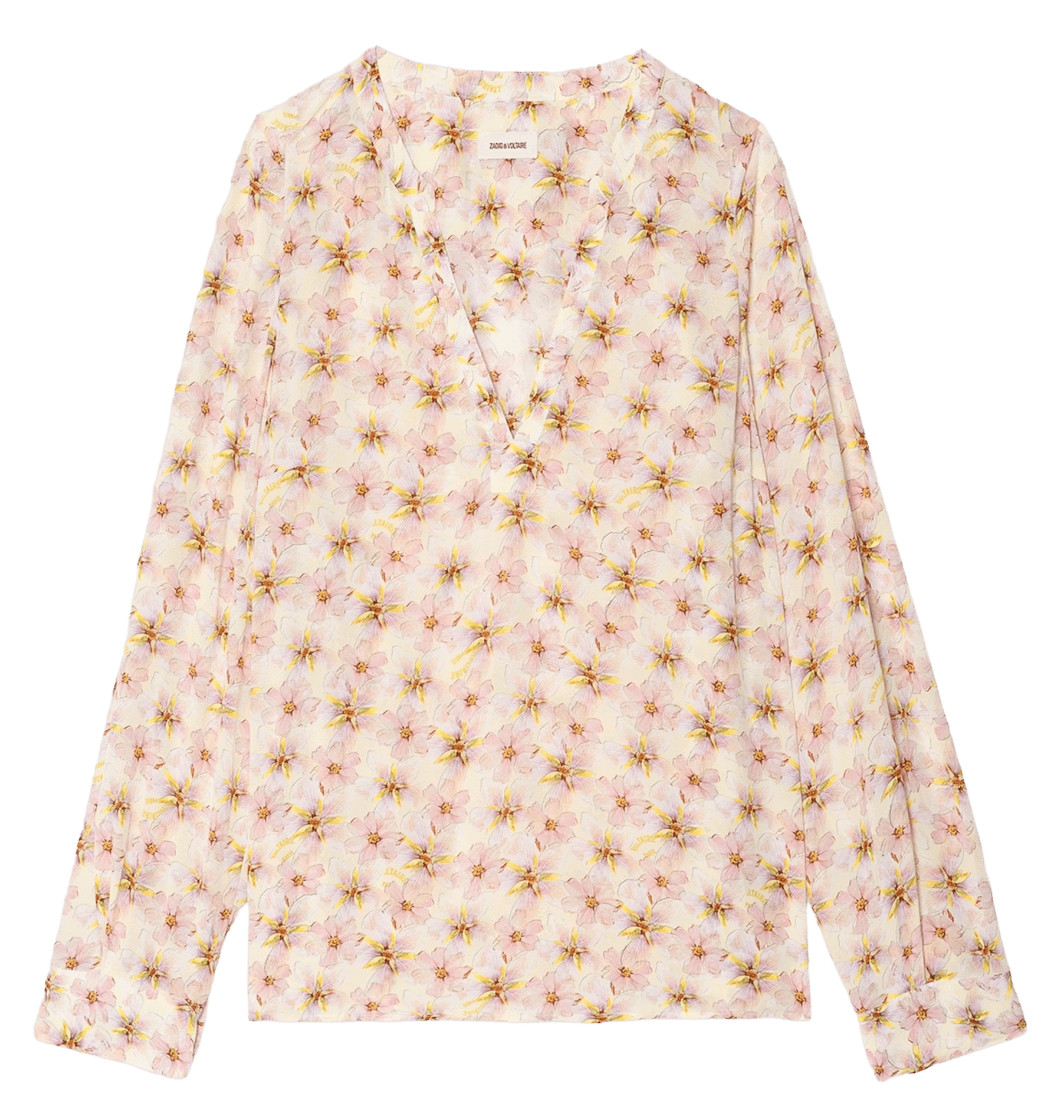 Blouse met Tunesische kraag en bloemenprint Torny. ZADIG&VOLTAIRE Geel