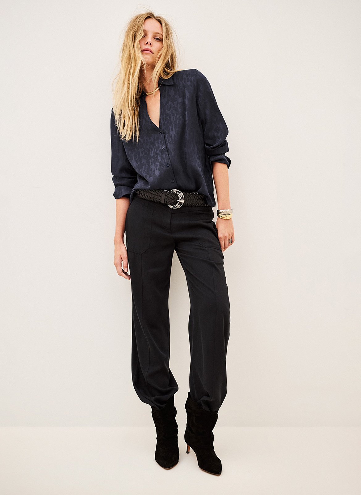 Chemise droite col classique imprimée hetsey BA&SH Bleu