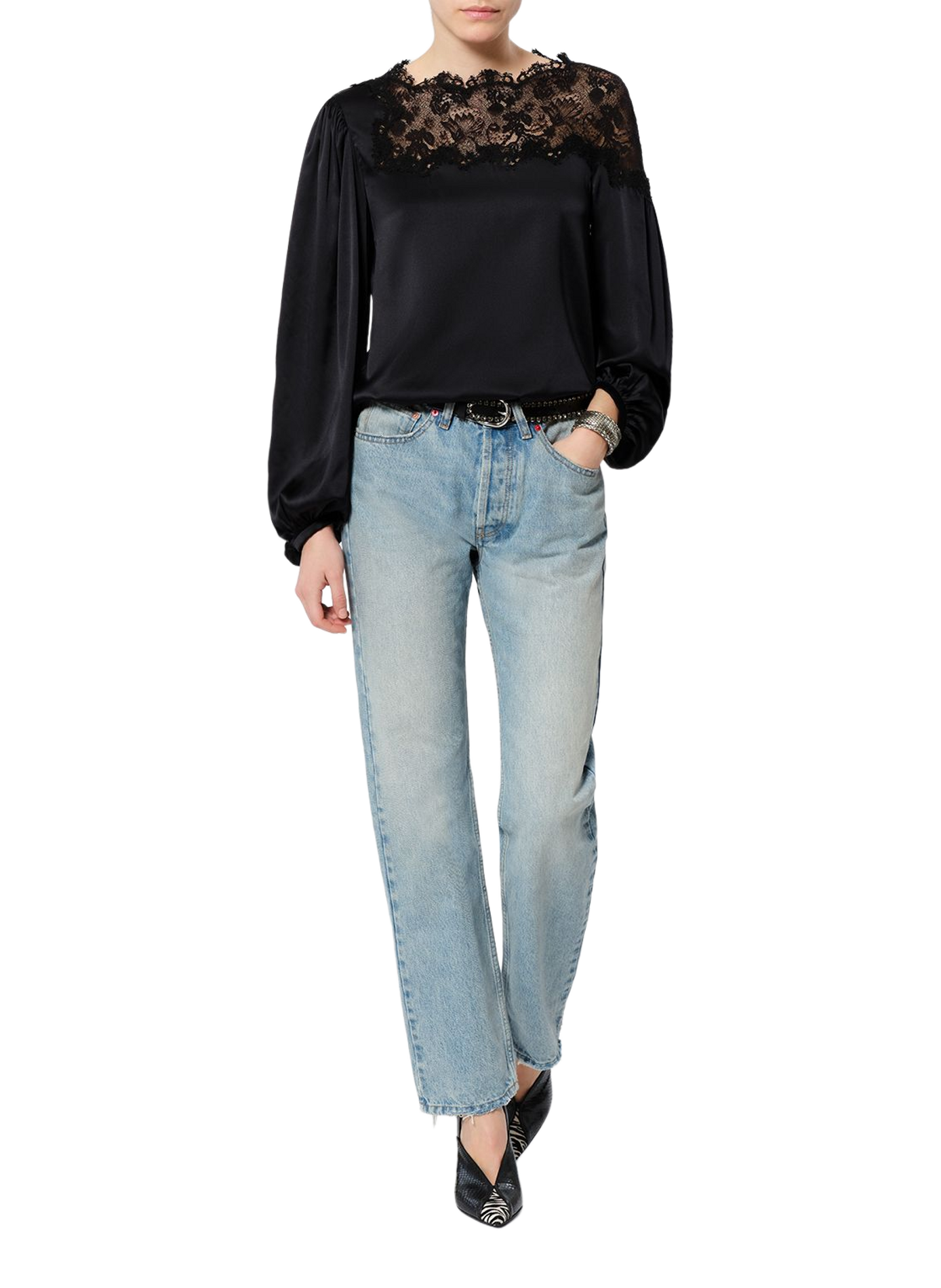Blouse Azare van gemengde zijden kant ISABEL MARANT Zwart