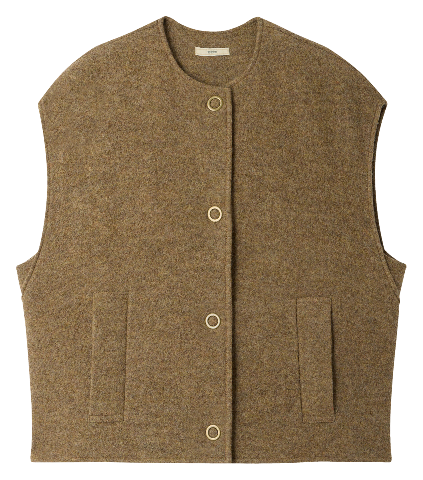 Veste droite col rond en laine hanzo SESSUN Beige