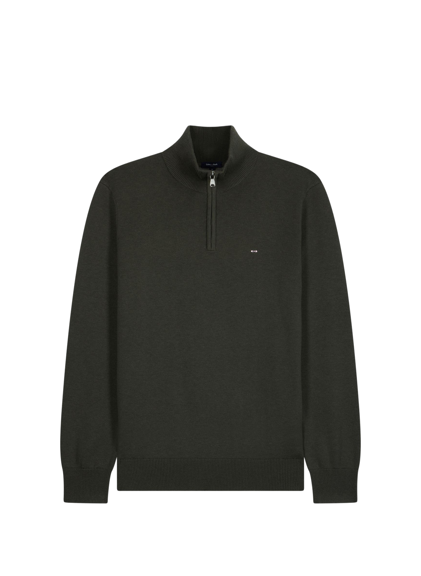 Zip-Up High-Neck Sweater in Wool Blend  Kaki