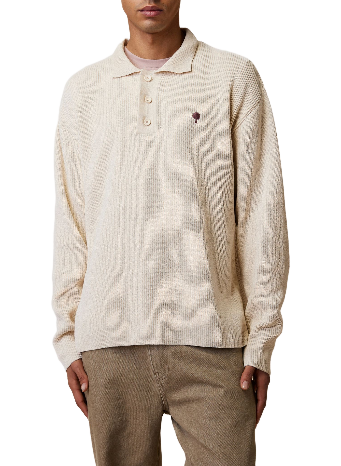 Straight-fit polo-neck jumper FAGUO Beige