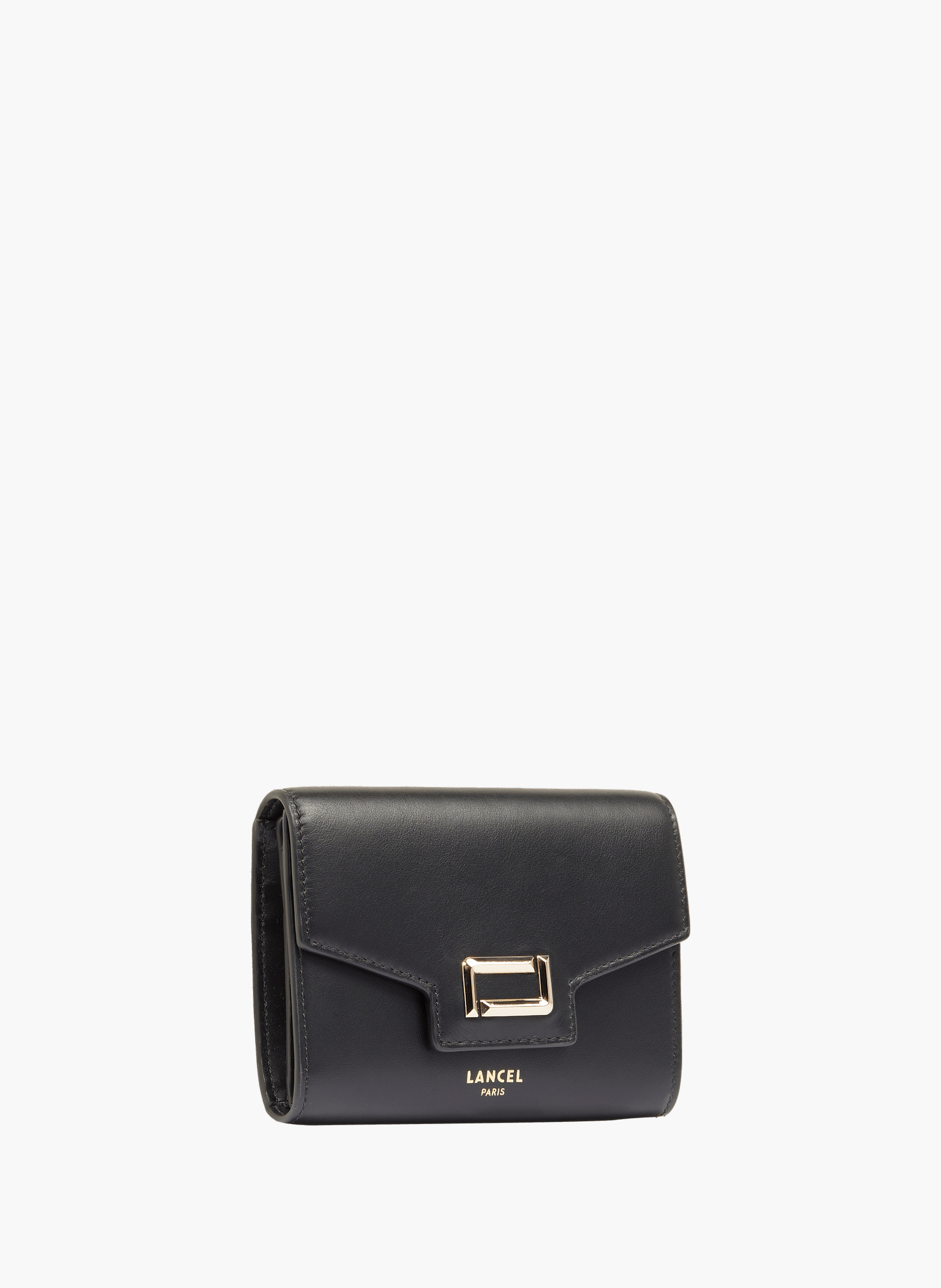 Portefeuille compact angele de lancel à rabat, en cuir noir LANCEL Noir