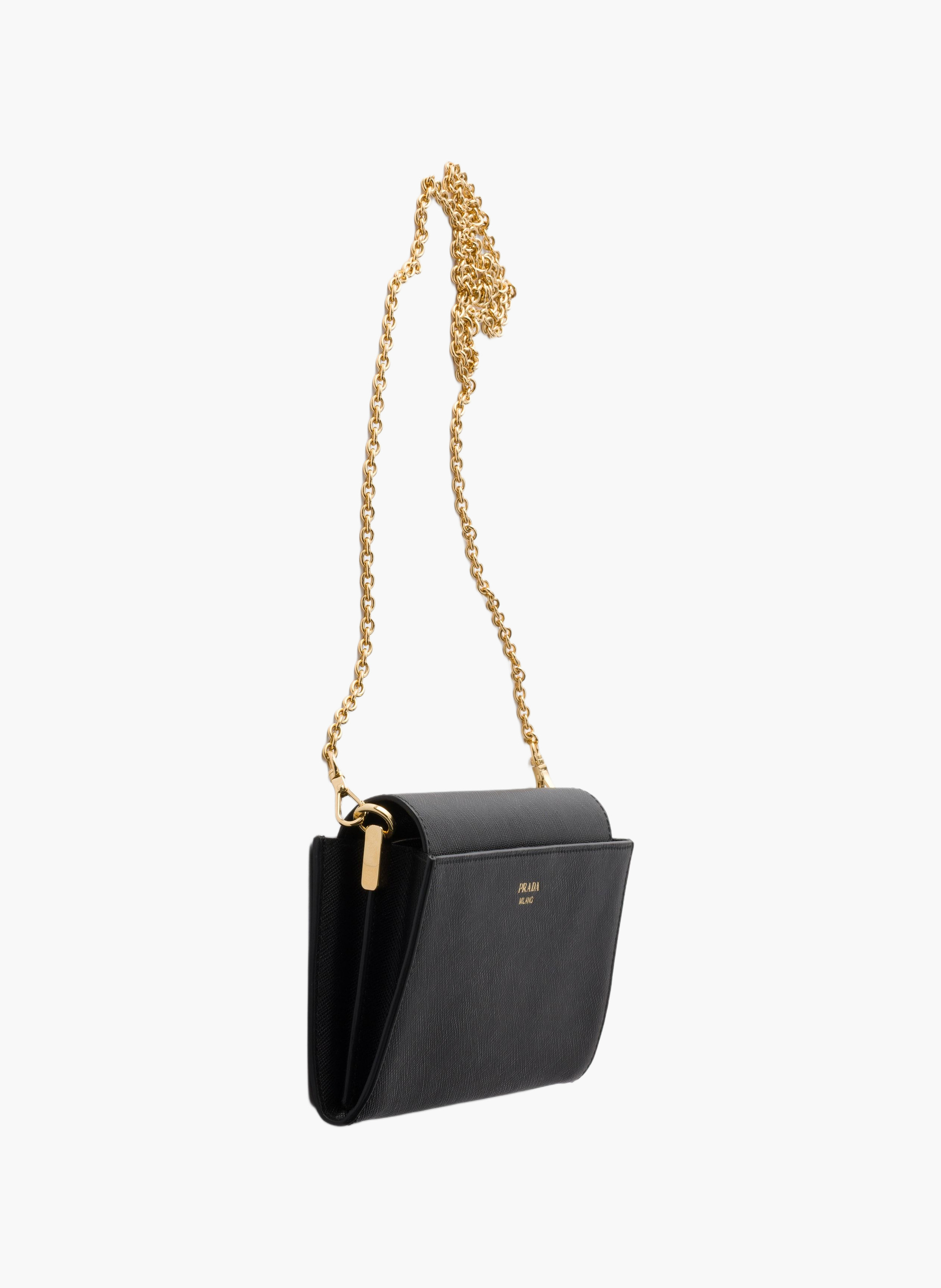 Portefeuille à bandoulière en cuir saffiano PRADA Noir