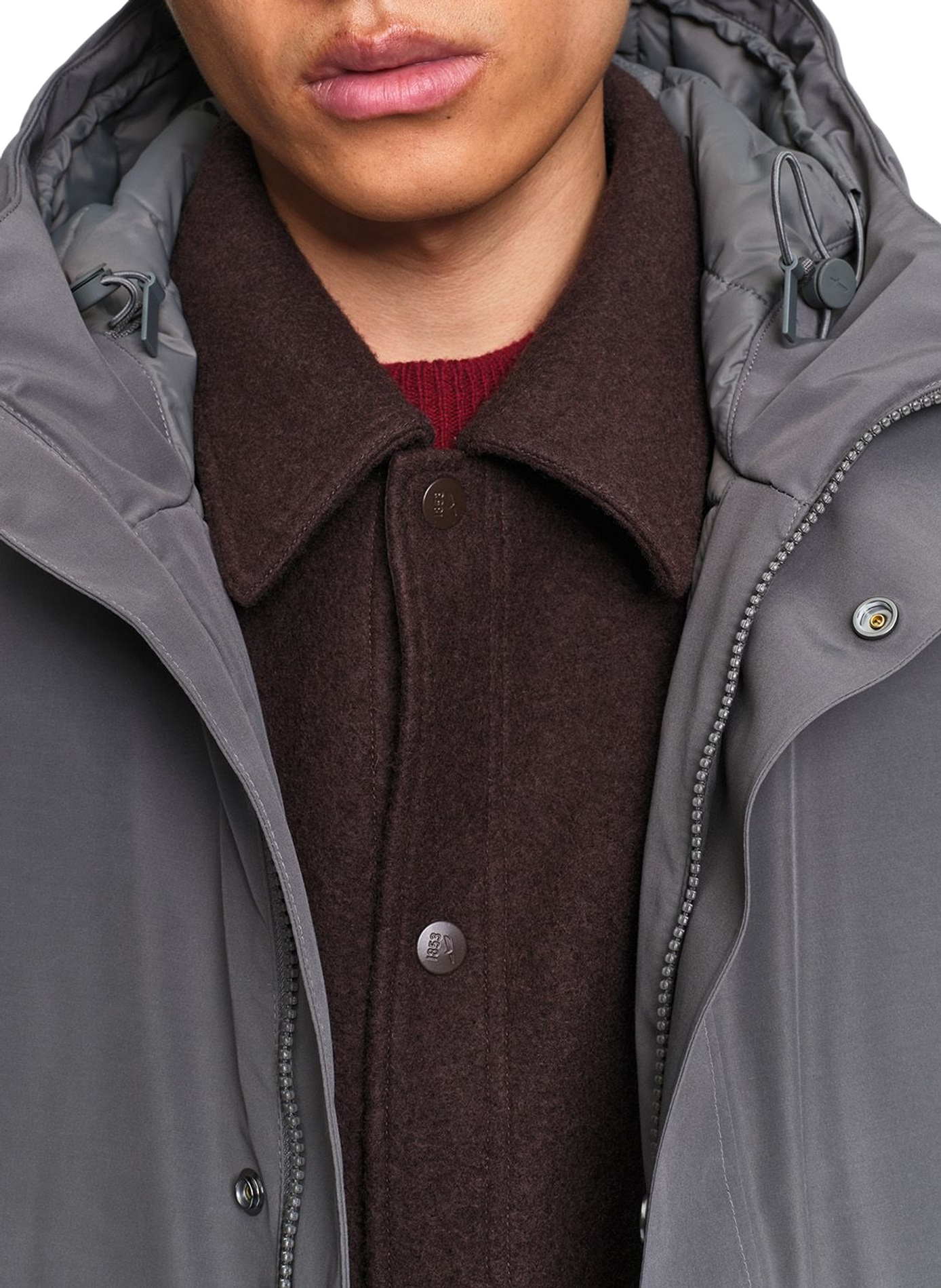 Parka mi-longue  droite MTD avec capuche AIGLE Gris