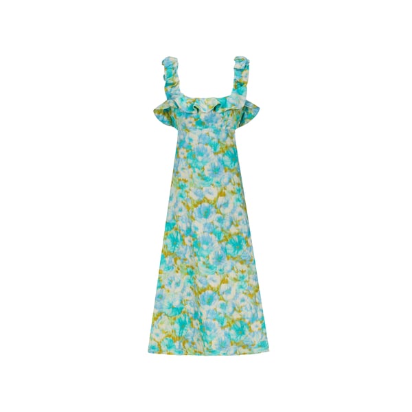 Robe midi à volants High Tide en lin