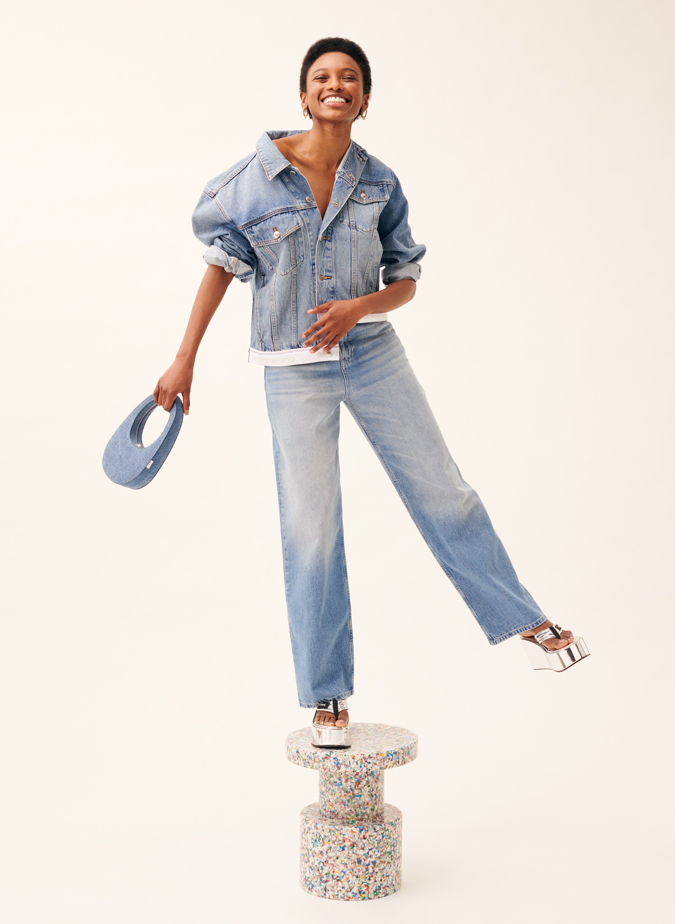 Jean large en coton et coton recyclé