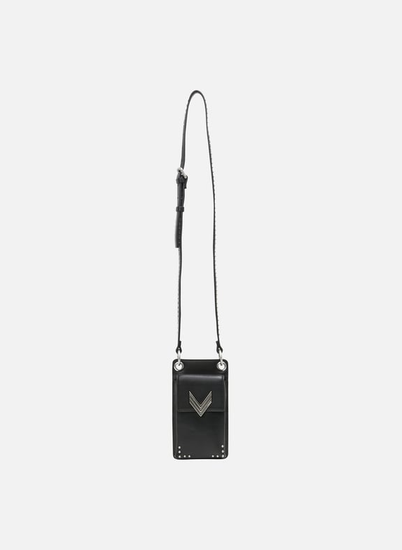 Pochette de téléphone en cuir Noir by IKKS IKKS Pochette de téléphone en cuir Noir
