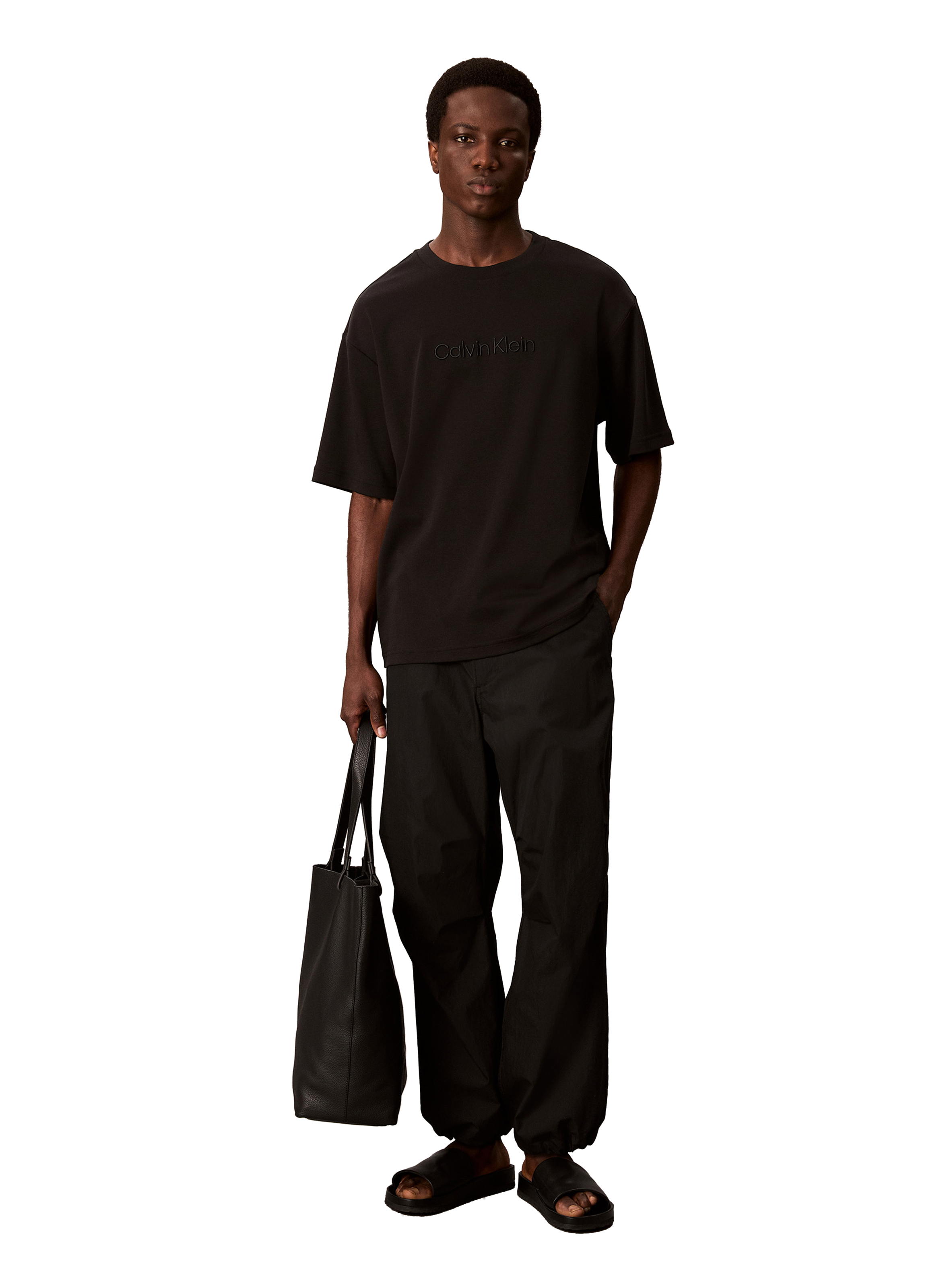 T-shirt à col rond en coton CALVIN KLEIN Noir