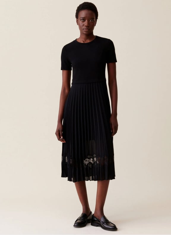 Robe midi bi-matière Noir by CLAUDIE PIERLOT CLAUDIE PIERLOT Robe midi bi-matière Noir