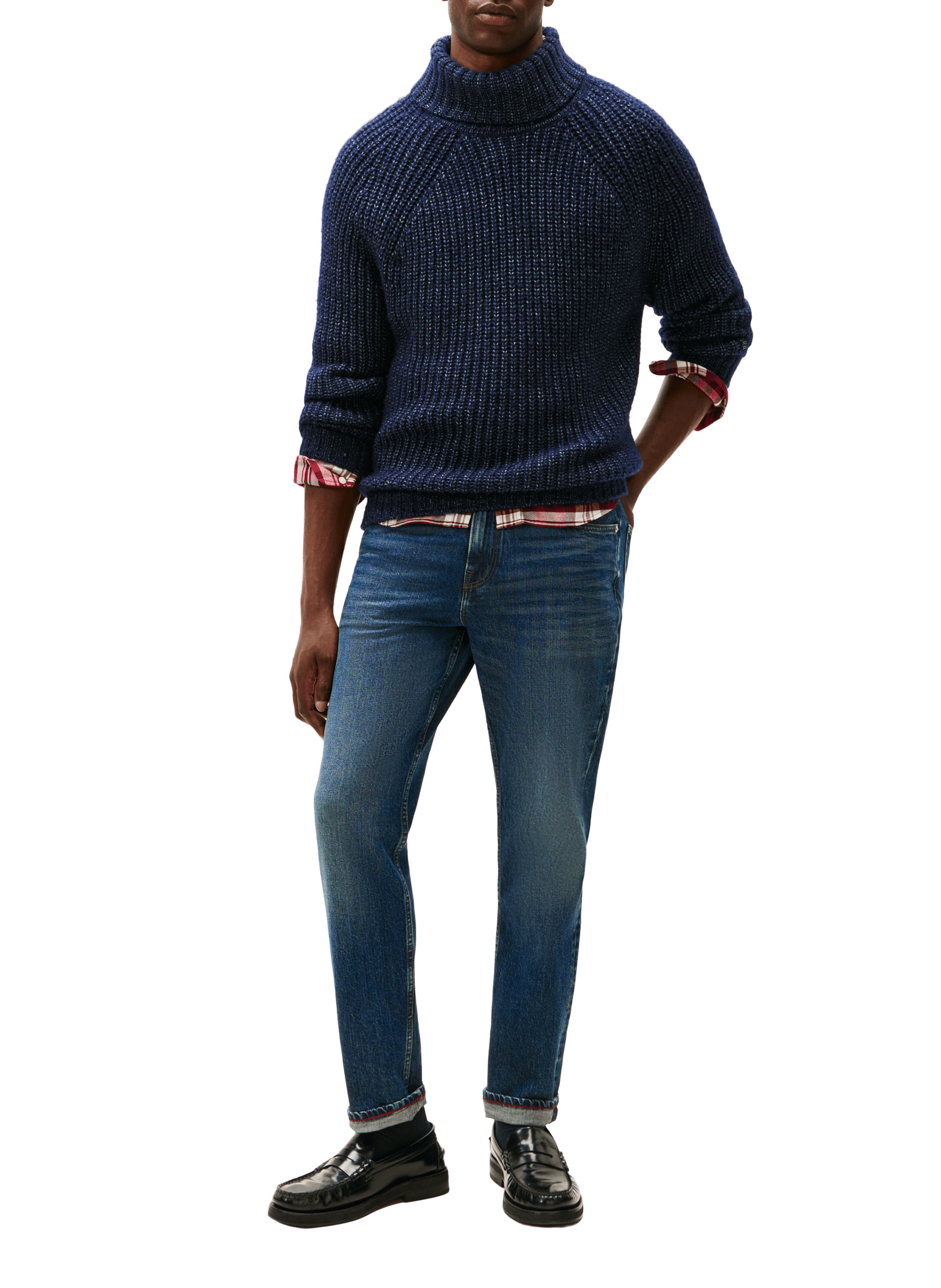 Wool and cotton blend turtleneck sweater TOMMY HILFIGER Blue