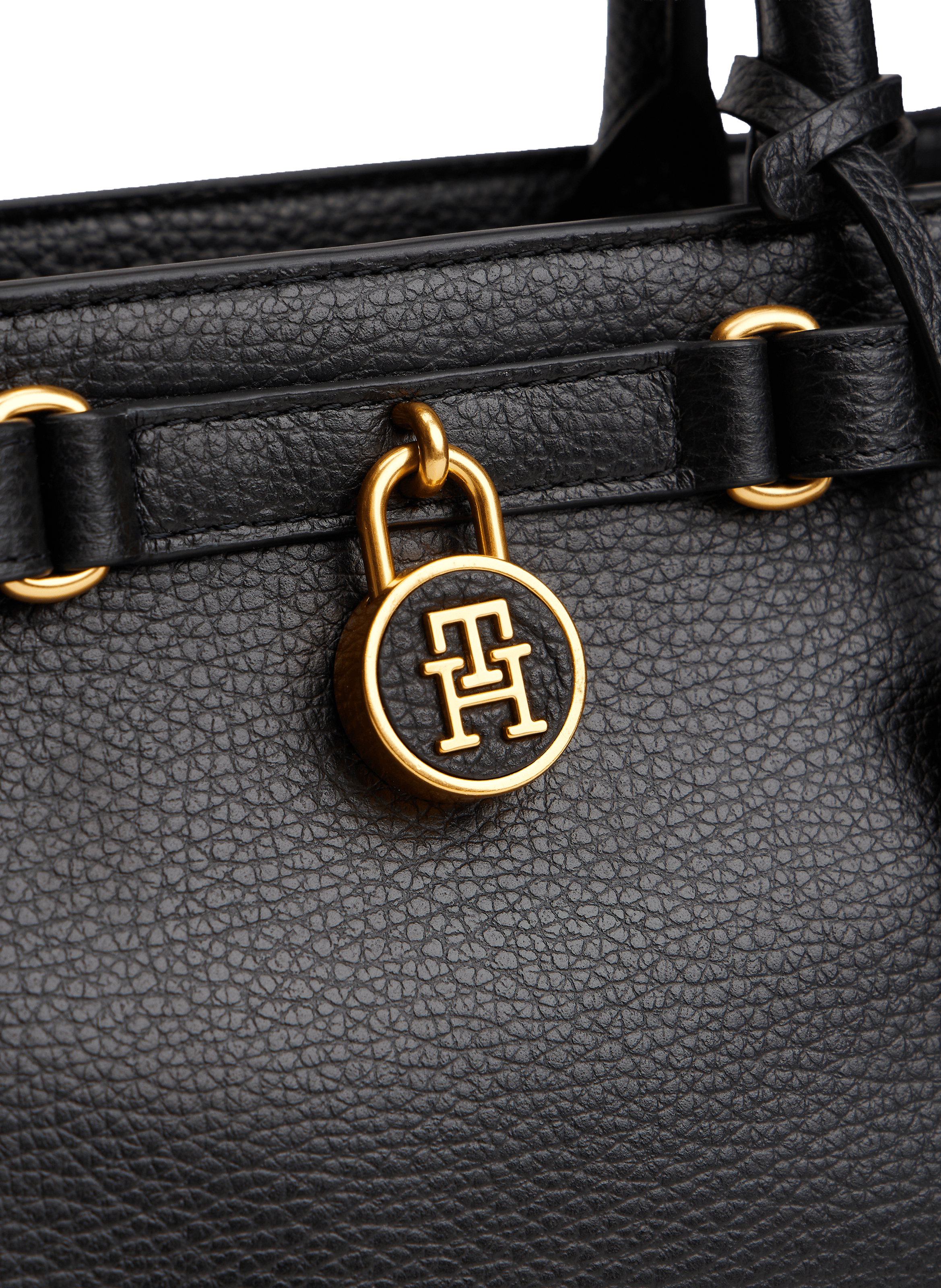 Icon leather handbag TOMMY HILFIGER Black