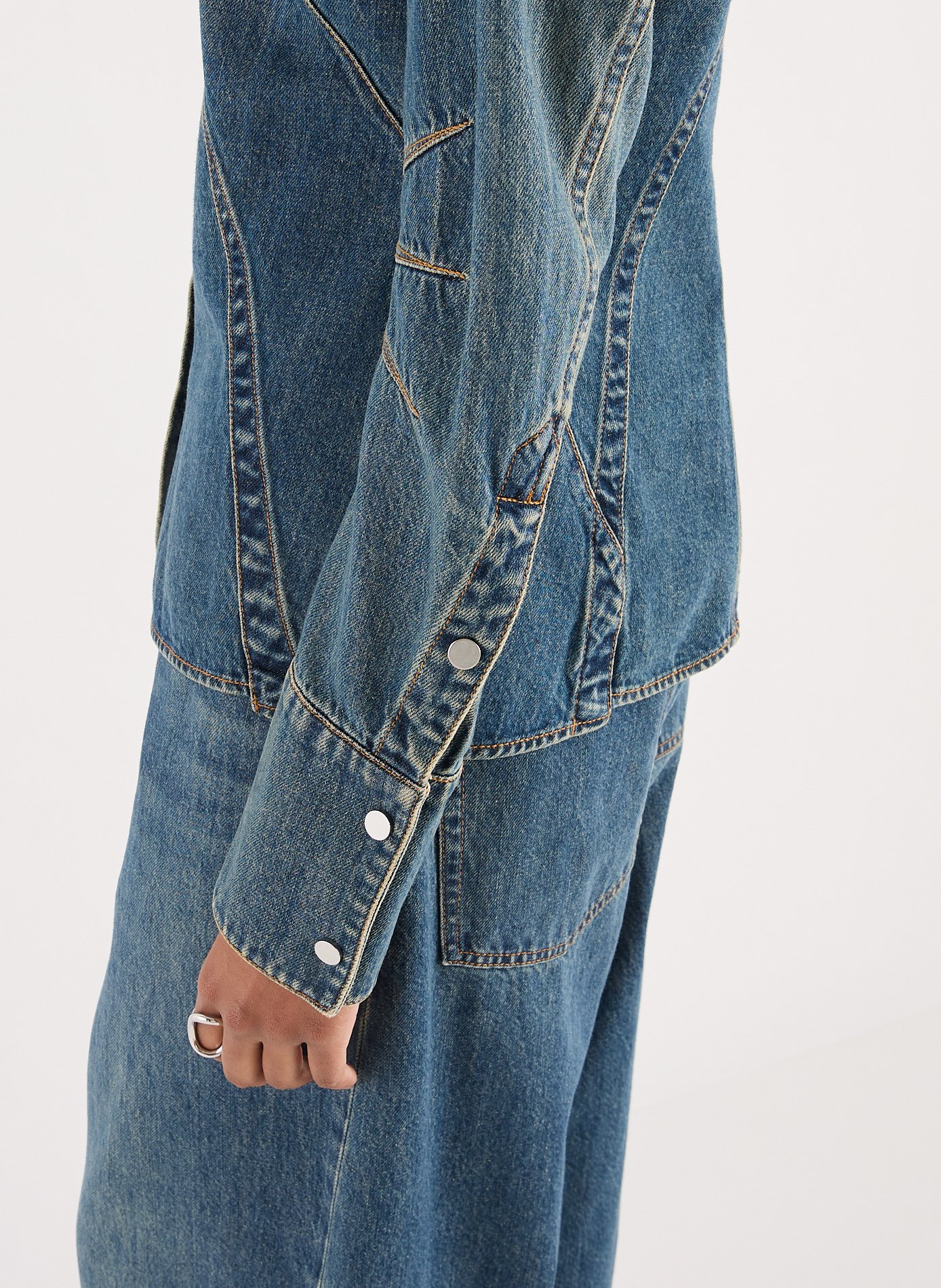 Cotton denim bustier shirt HELMUT LANG Blue
