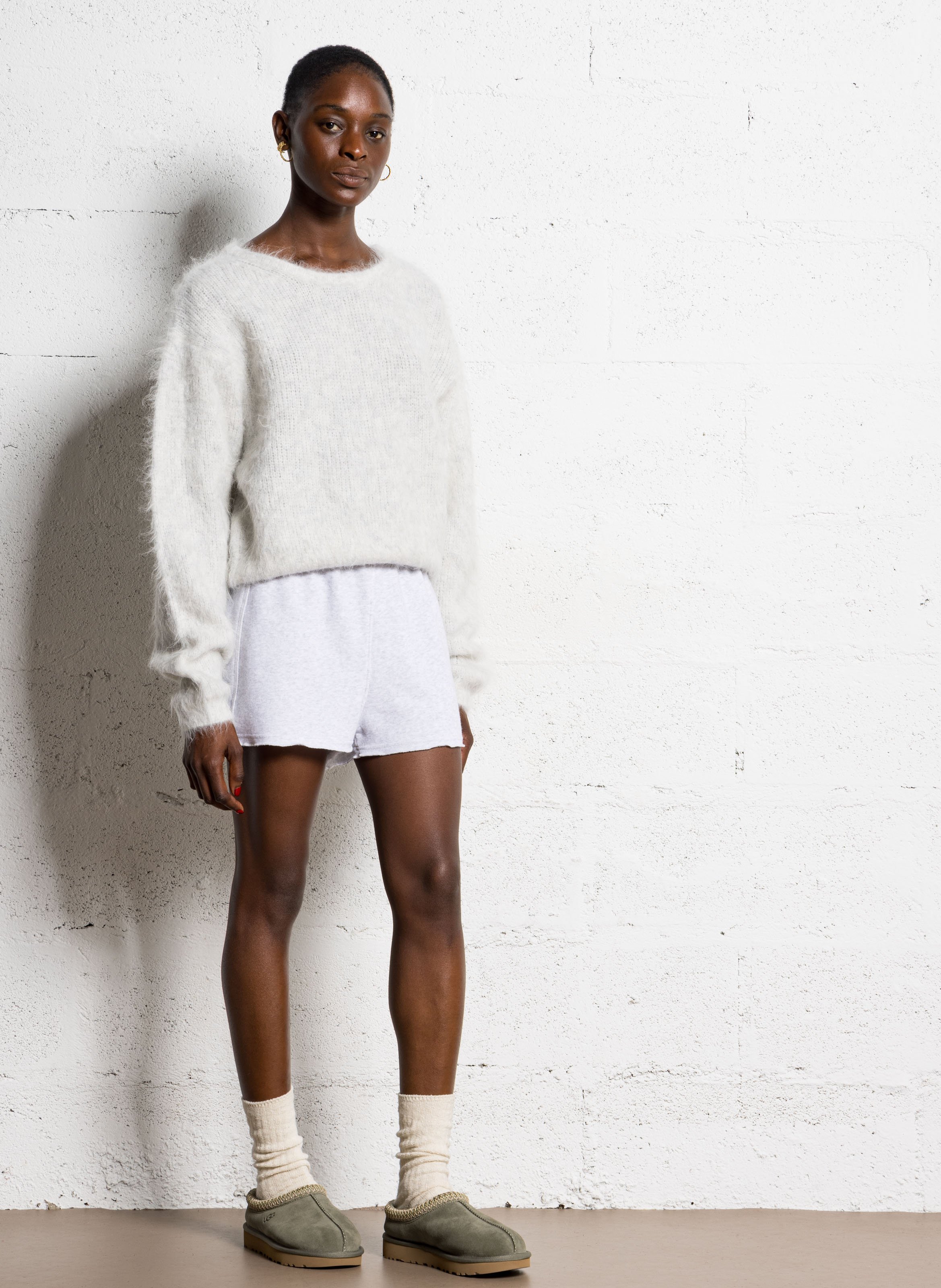 Pull oversize col rond en laine mélangée niby AMERICAN VINTAGE Gris